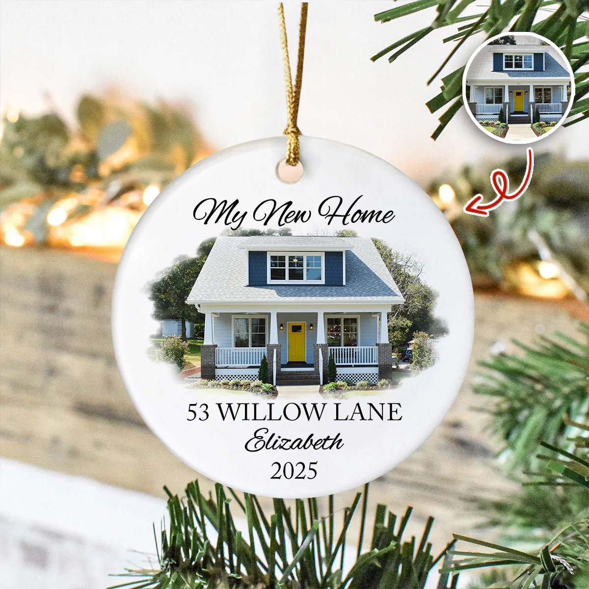 Custom Photo First Christmas At New Home Ceramic Ornament LM32 895599 - Image 5