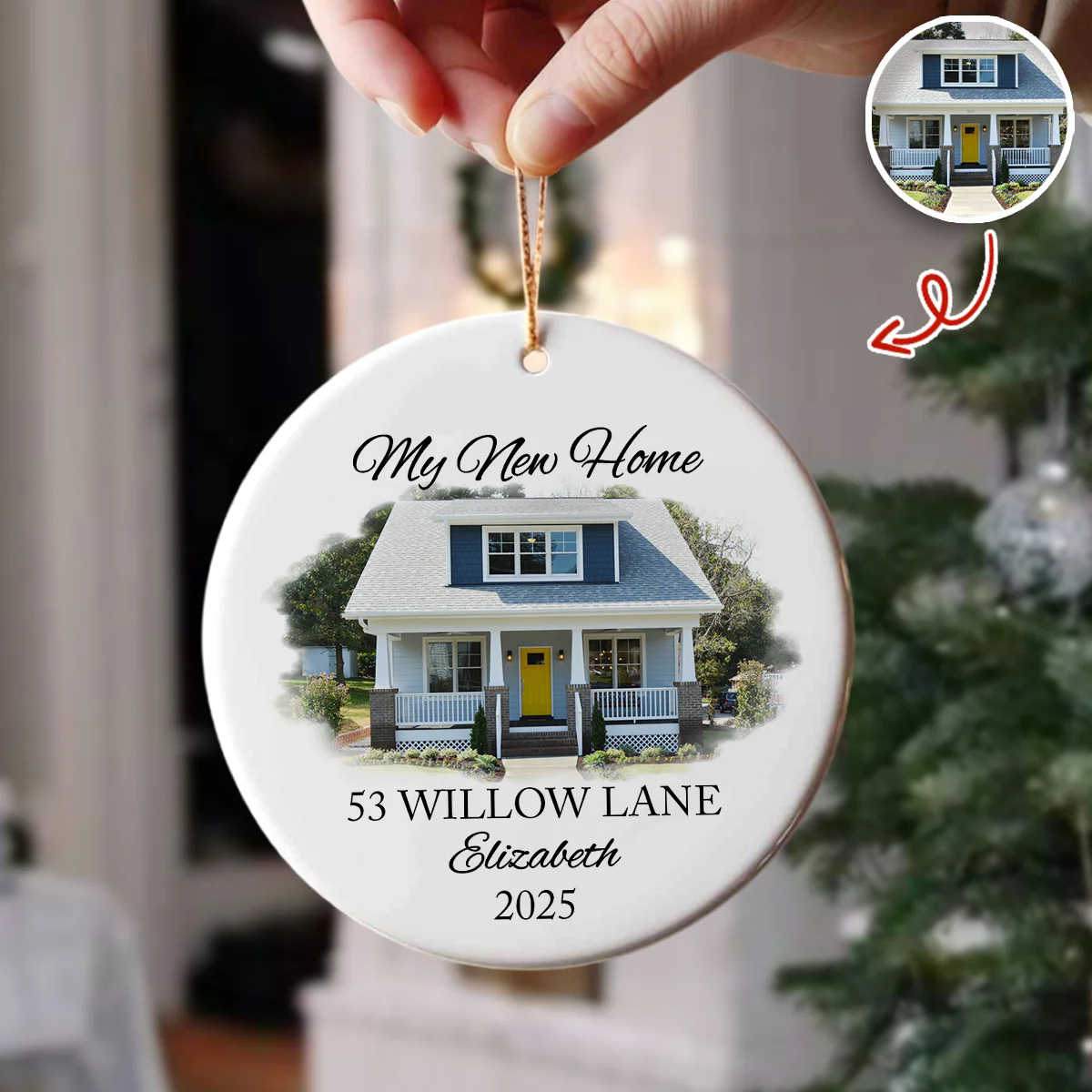 Custom Photo First Christmas At New Home Ceramic Ornament LM32 895599 - Image 7