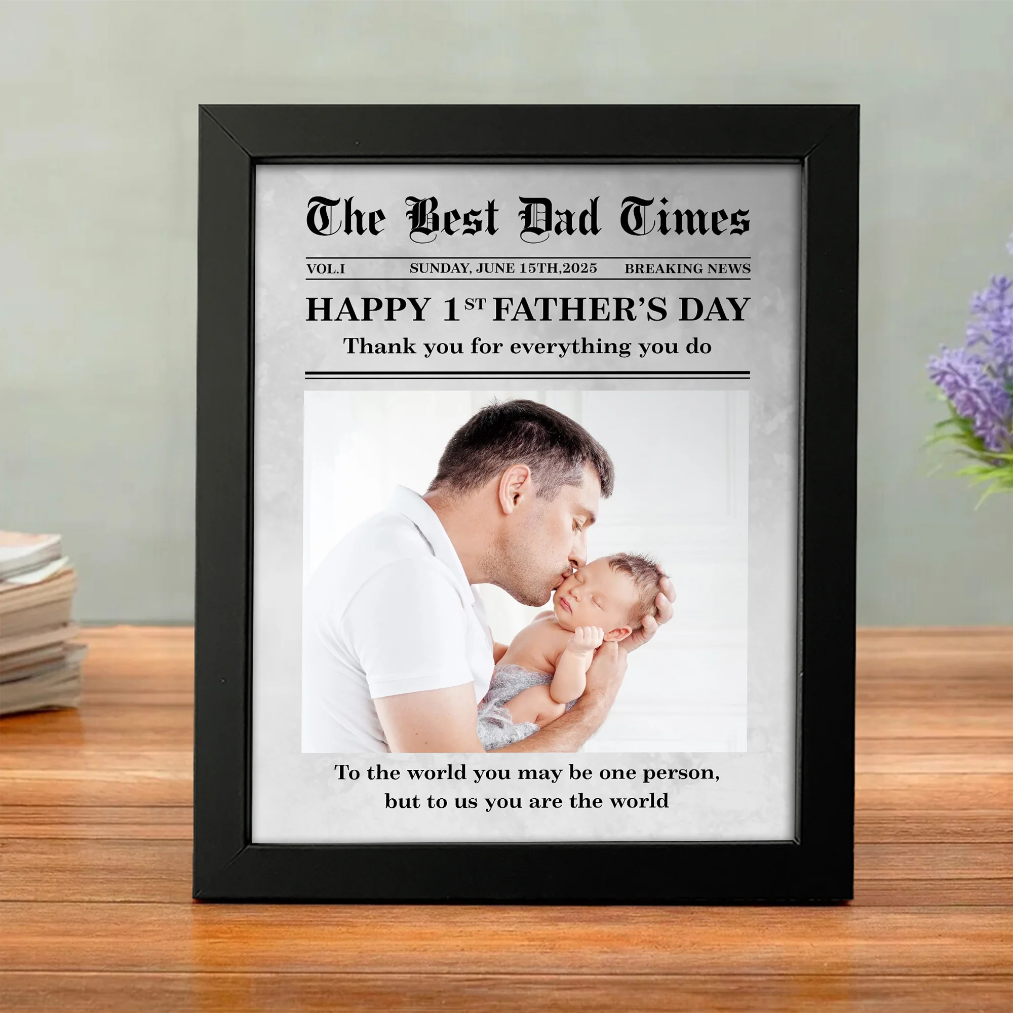 Custom Photo First Father's Day Newspaper Picture Frame LM32 893481 - Image 5