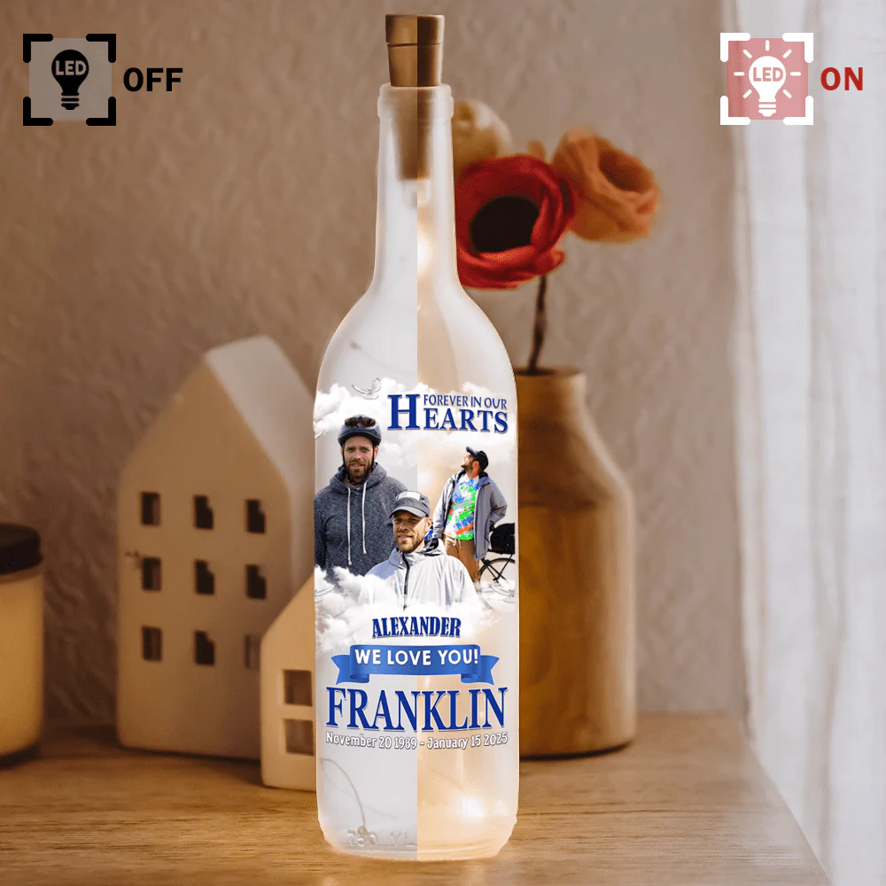 Custom Photo Forever Remembered Forever Missed In Heaven Memorial Bottle Lamp LM32 893069 - Image 5