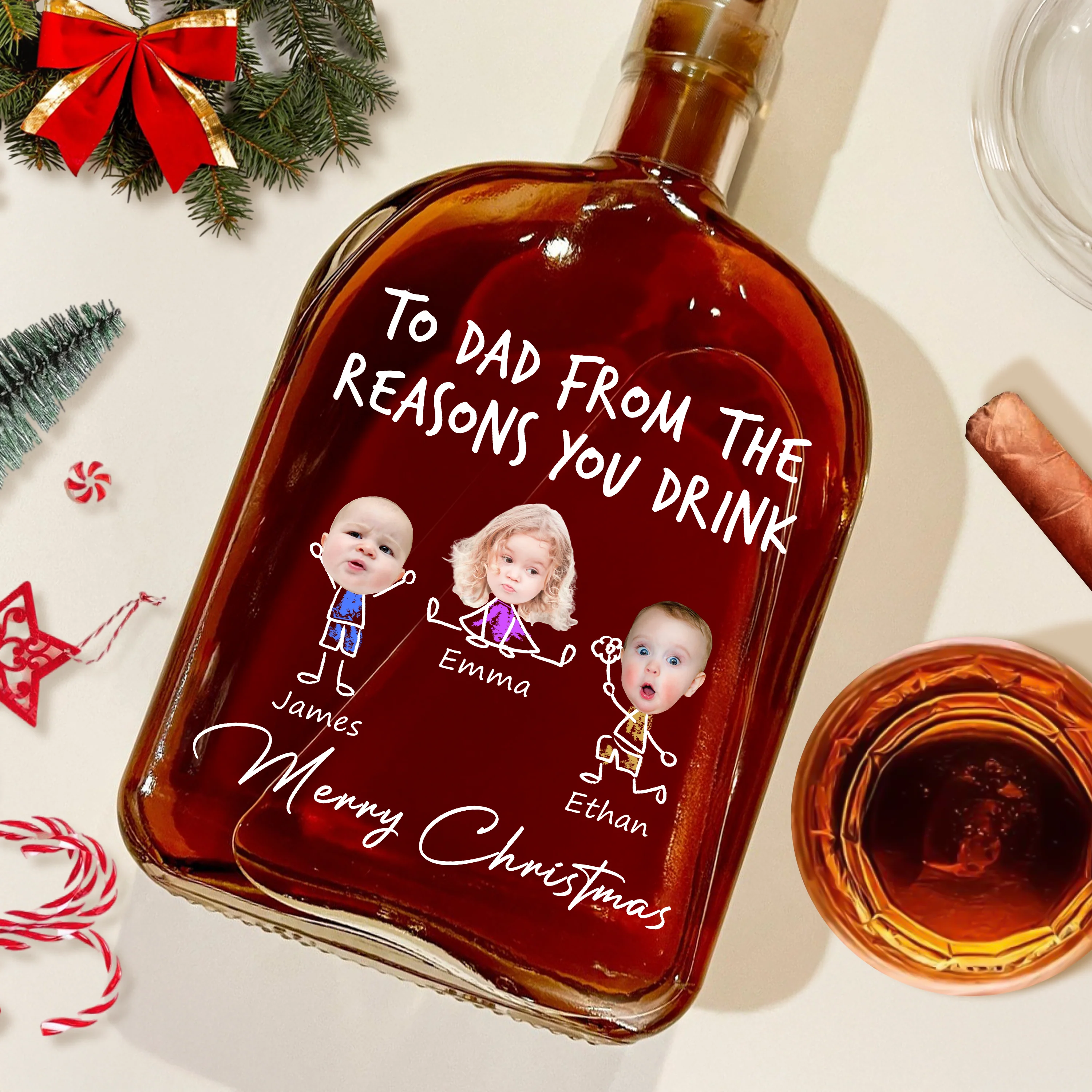 Custom Photo From The Reasons You Drink Christmas Whiskey Bottle LM32 893857 - Image 2