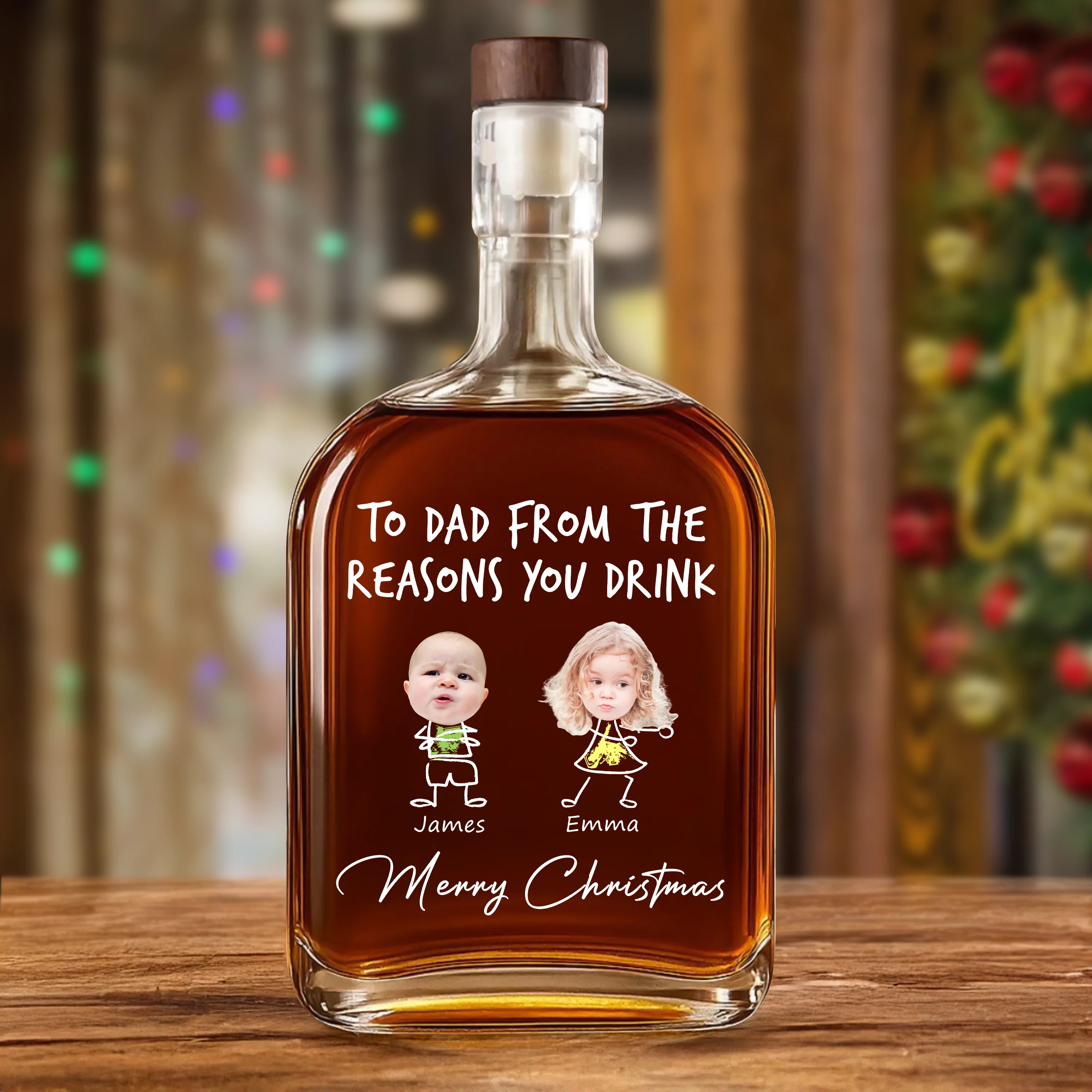 Custom Photo From The Reasons You Drink Christmas Whiskey Bottle LM32 893857 - Image 3