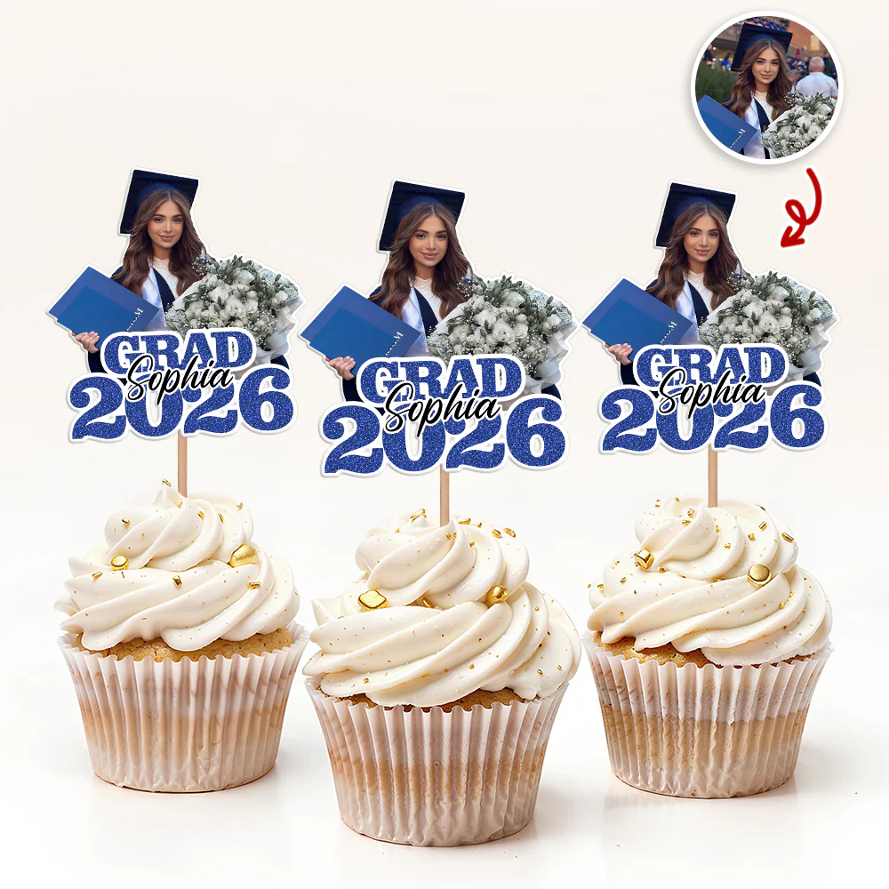Custom Photo Glitter Graduation Class Of 2026 Cupcake Topper LM32 899137 - Image 6