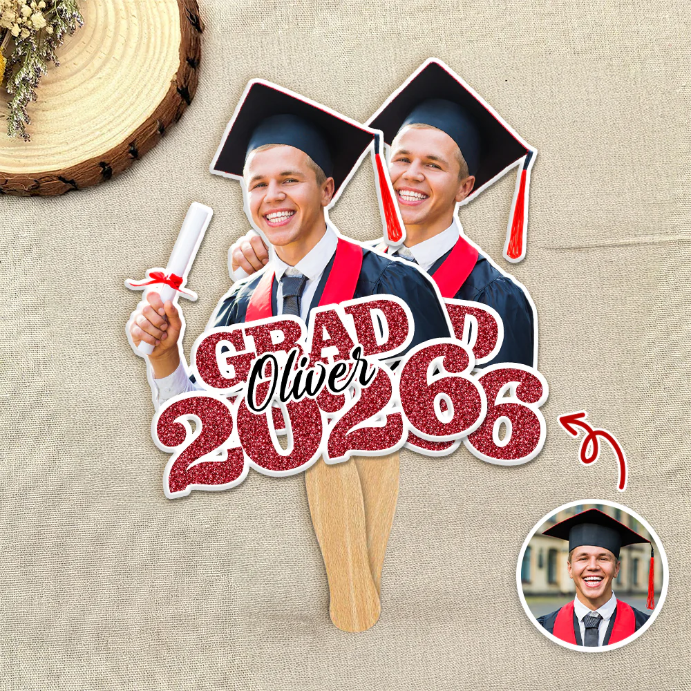 Custom Photo Glitter Graduation Class Of 2026 Face Fan - Graduation Gift LM32 899139 - Image 2