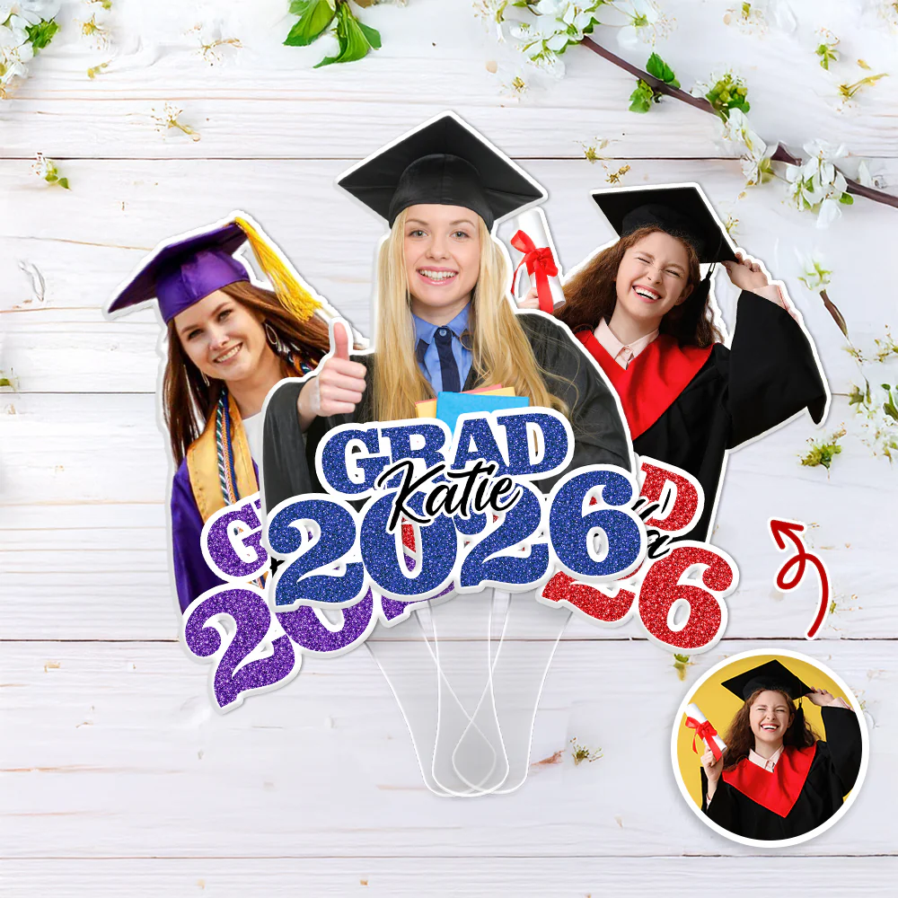 Custom Photo Glitter Graduation Class Of 2026 Face Fan - Graduation Gift LM32 899139 - Image 4
