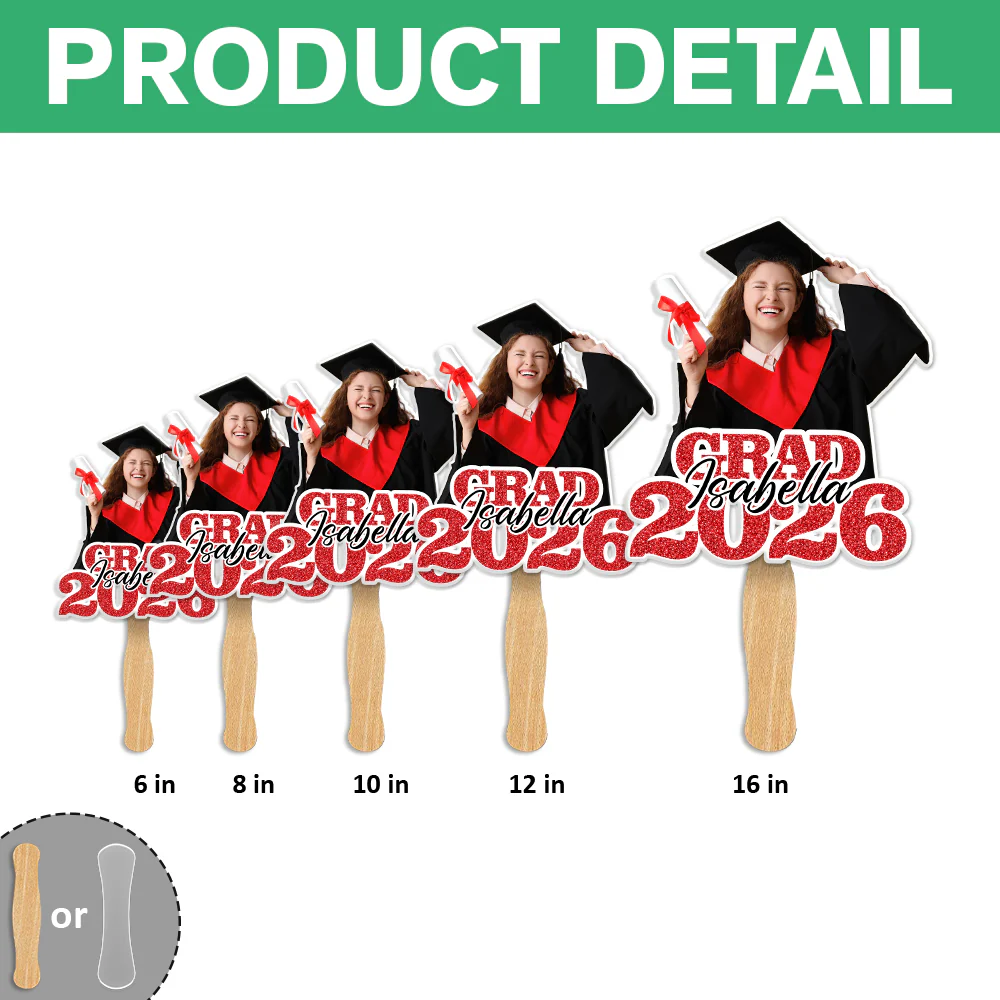 Custom Photo Glitter Graduation Class Of 2026 Face Fan - Graduation Gift LM32 899139 - Image 7