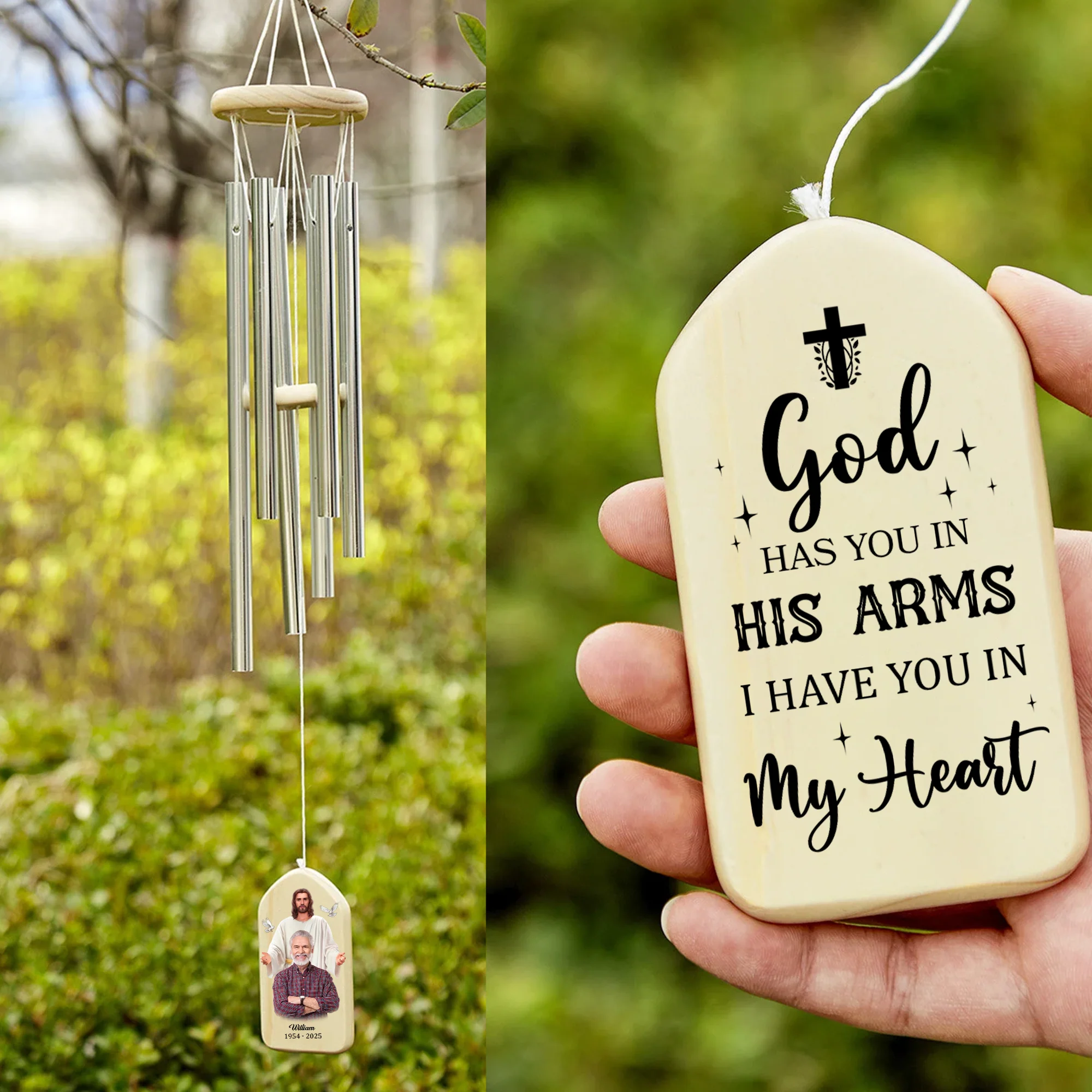 Custom Photo God Took You Home To Be With Him Memorial Wind Chimes LM32 893823 - Image 2