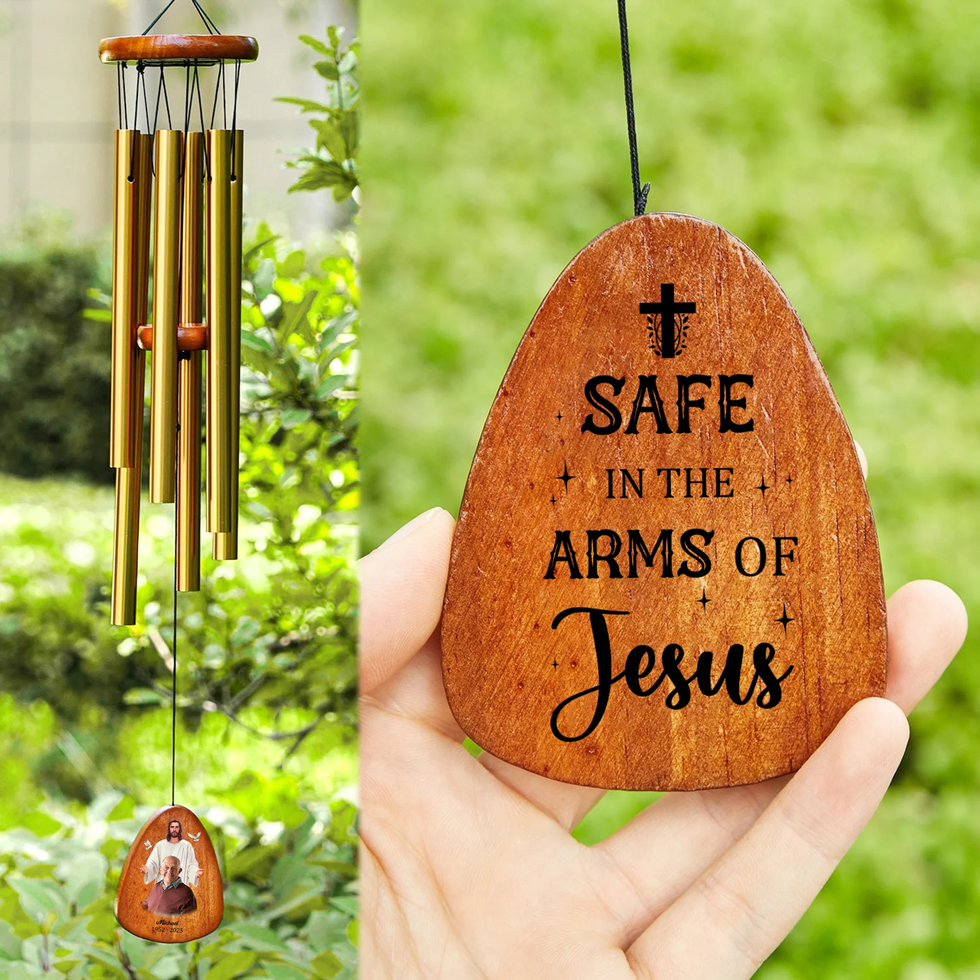 Custom Photo God Took You Home To Be With Him Memorial Wind Chimes LM32 893823 - Image 5