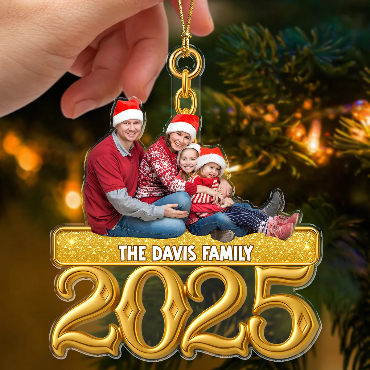 Custom Photo Golden Family 2025 - Personalized Acrylic Ornament LM32 895965 - Image 6