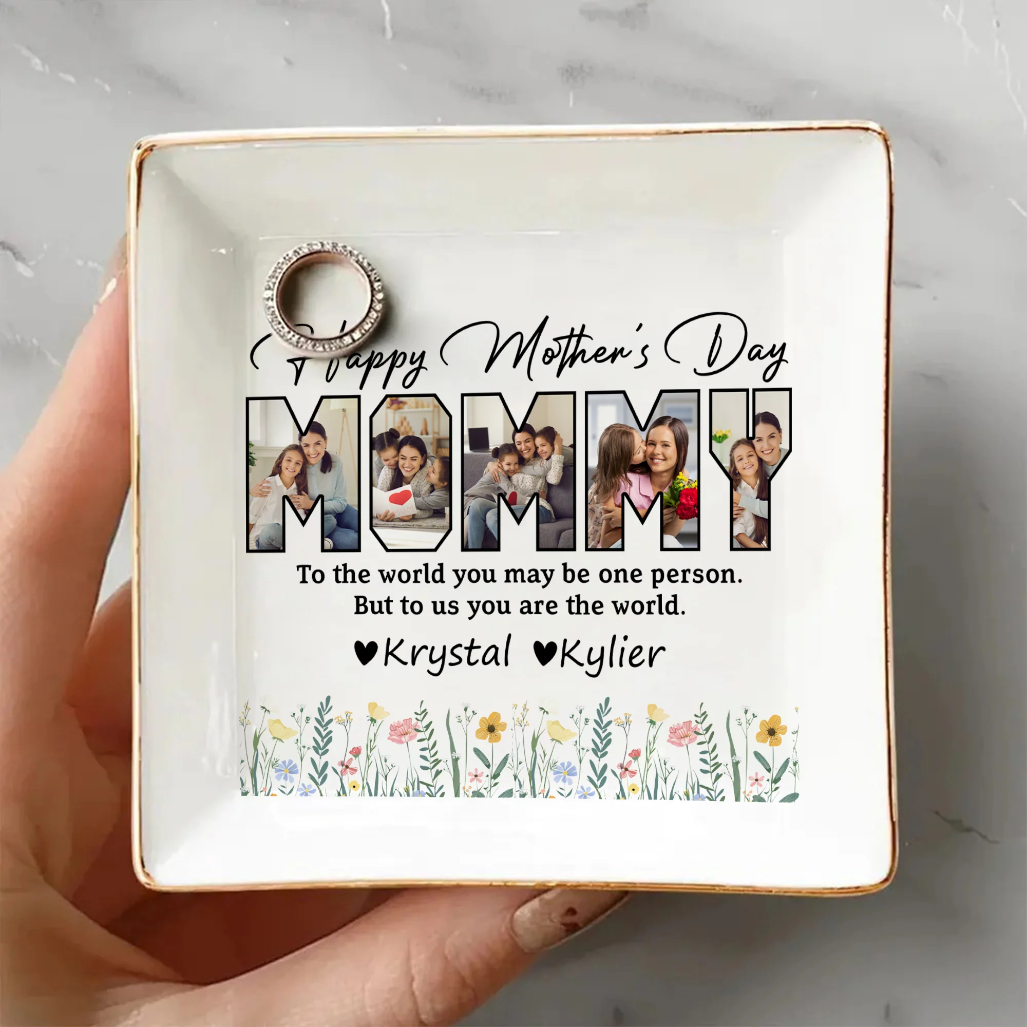 Custom Photo Happy Mother's Day To My World Jewelry Dish LM32 893147 - Image 4