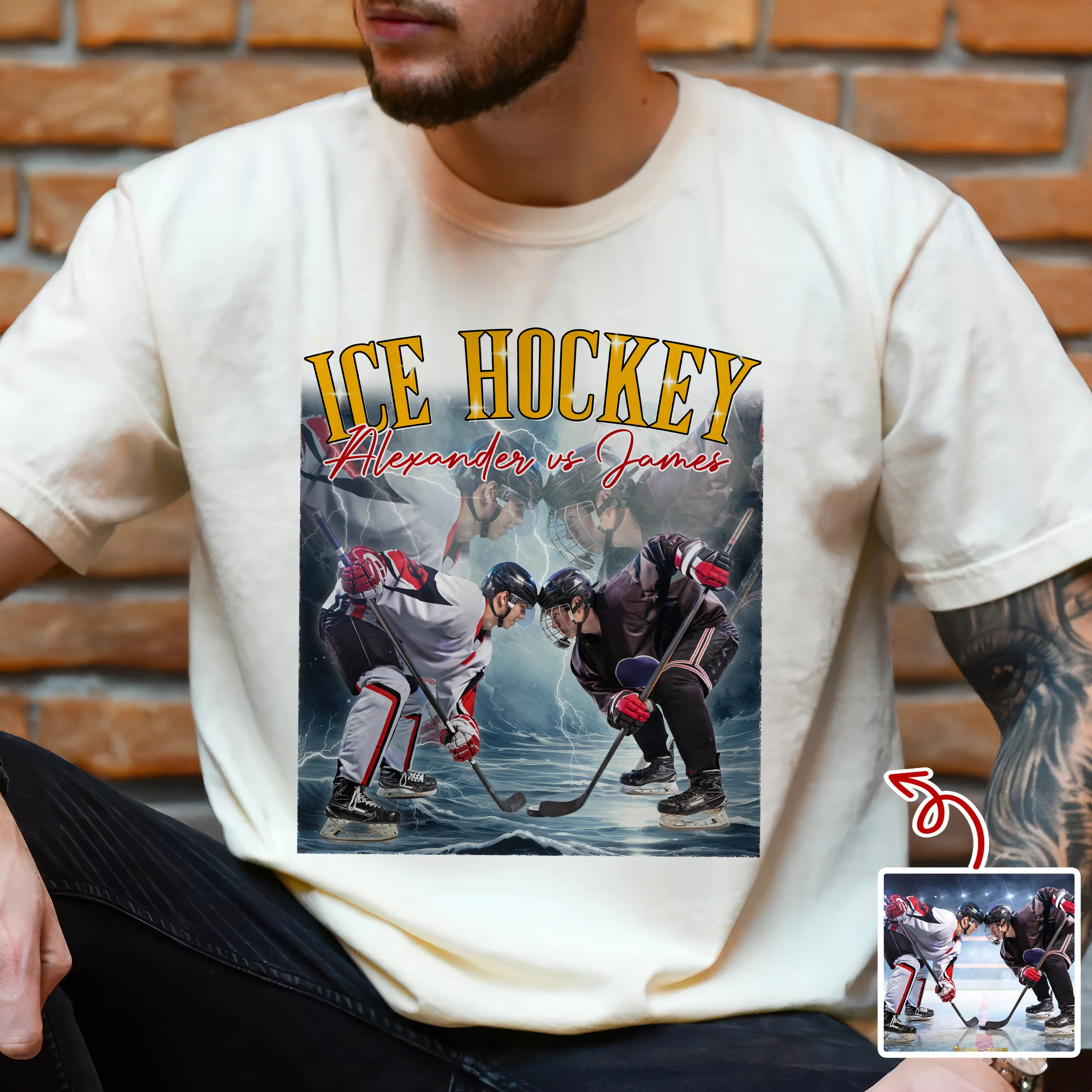 Custom Photo Ice Hockey Retro Vintage Portrait Comfort Shirt LM32 895651 - Image 2