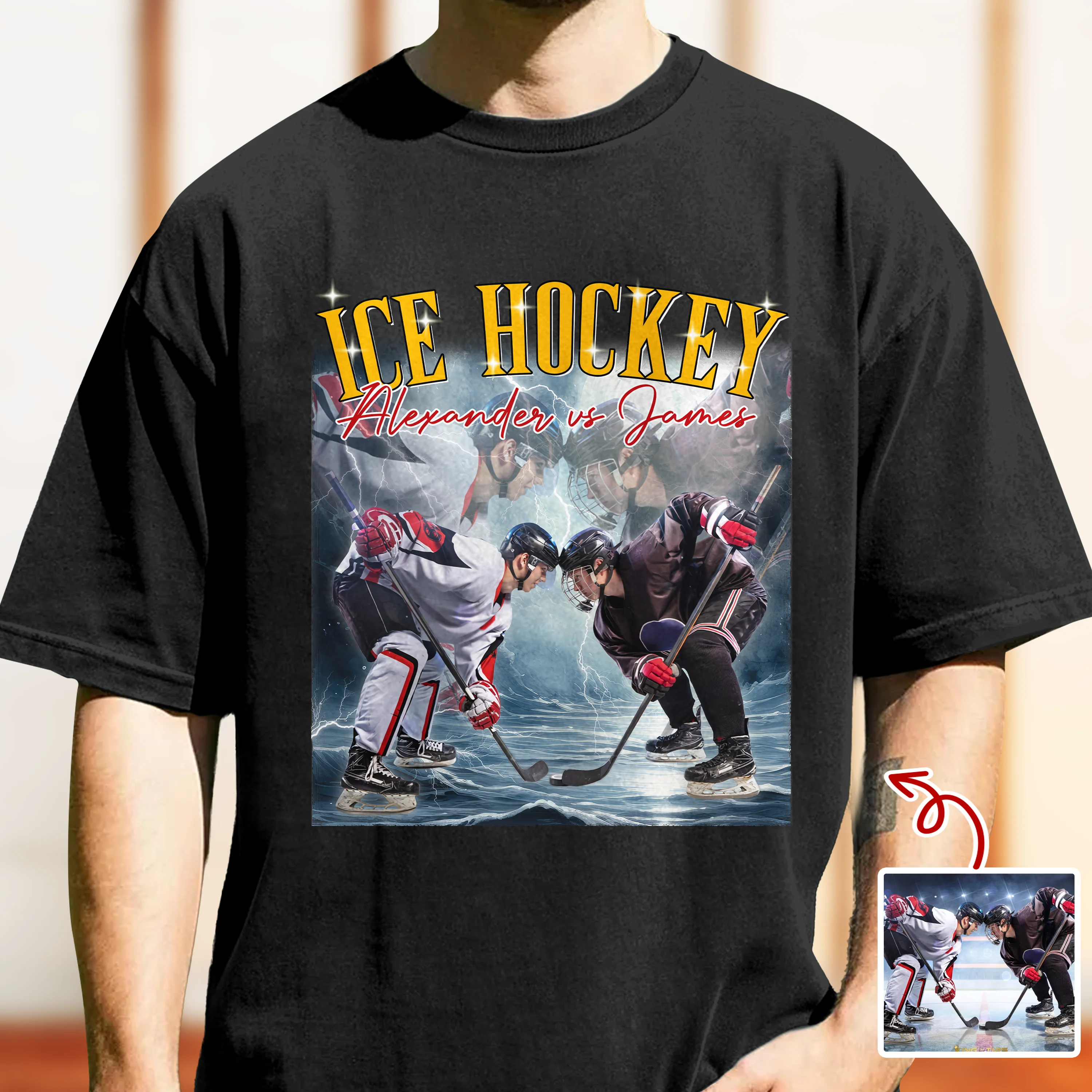 Custom Photo Ice Hockey Retro Vintage Portrait Comfort Shirt LM32 895651 - Image 7