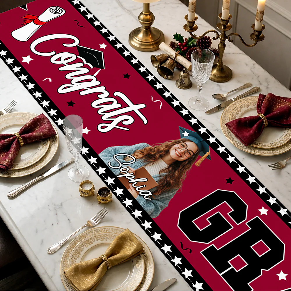 Custom Photo I'm Done Congrats Class of 2026 Graduation Table Runner LM32 899759 - Image 5