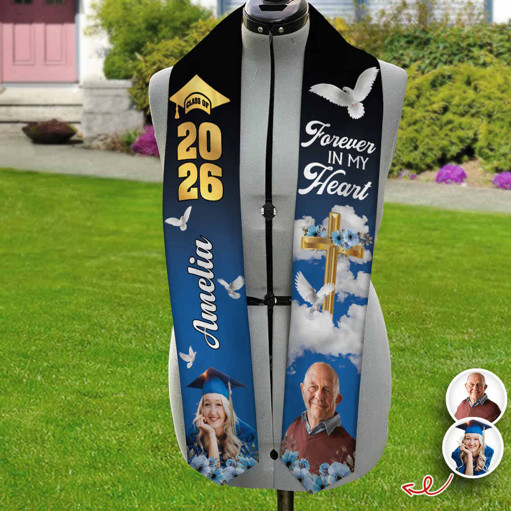 Custom Photo In Loving Memory Family - Class Of 2026 Graduation Stoles Keepsake LM32 897691 - Image 2