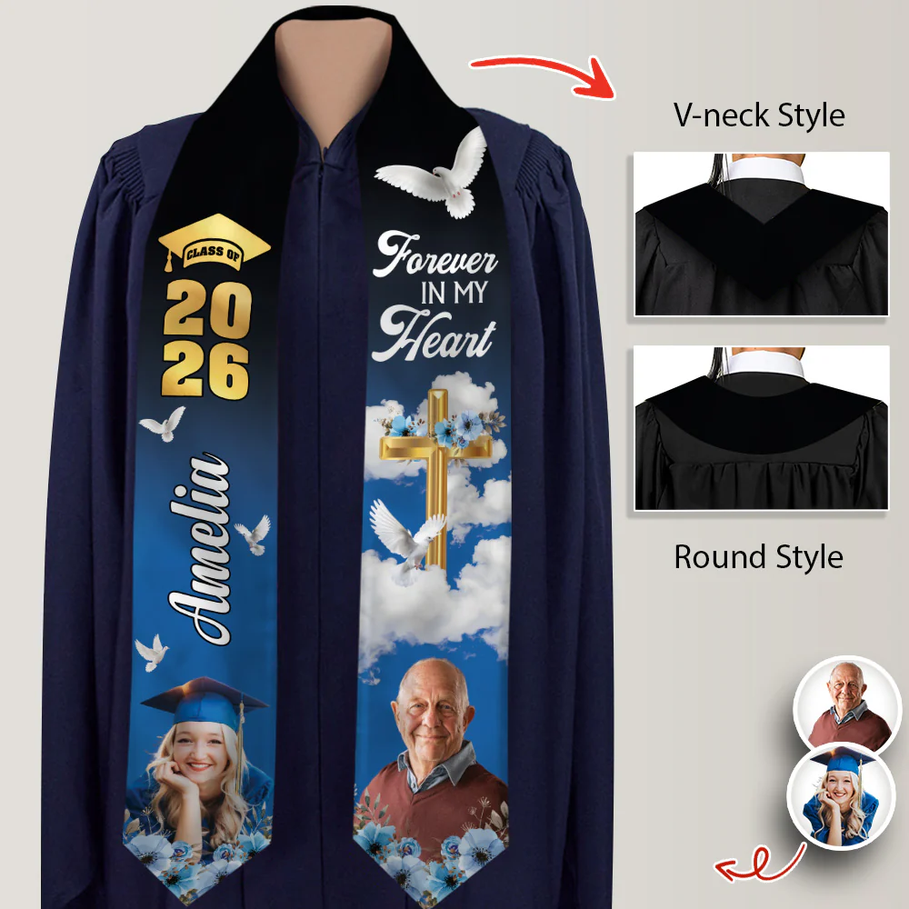 Custom Photo In Loving Memory Family - Class Of 2026 Graduation Stoles Keepsake LM32 897691 - Image 3