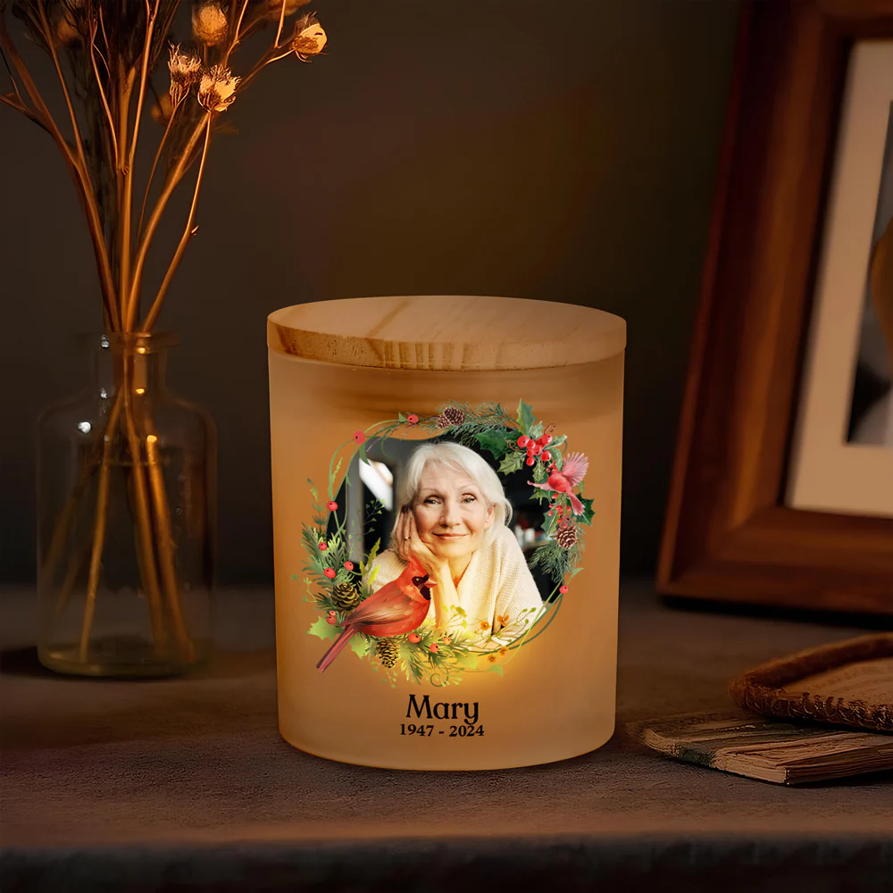 Custom Photo In Loving Memory Of Precious Moments Memorial Glass Jar With LED Candle LM32 893493 - Image 4