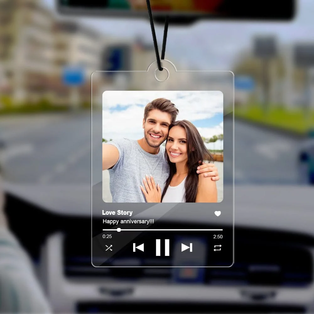 Custom Photo Love Song Car Hanging Ornament Gift For Couple Anniversary LM32 891999 - Image 2