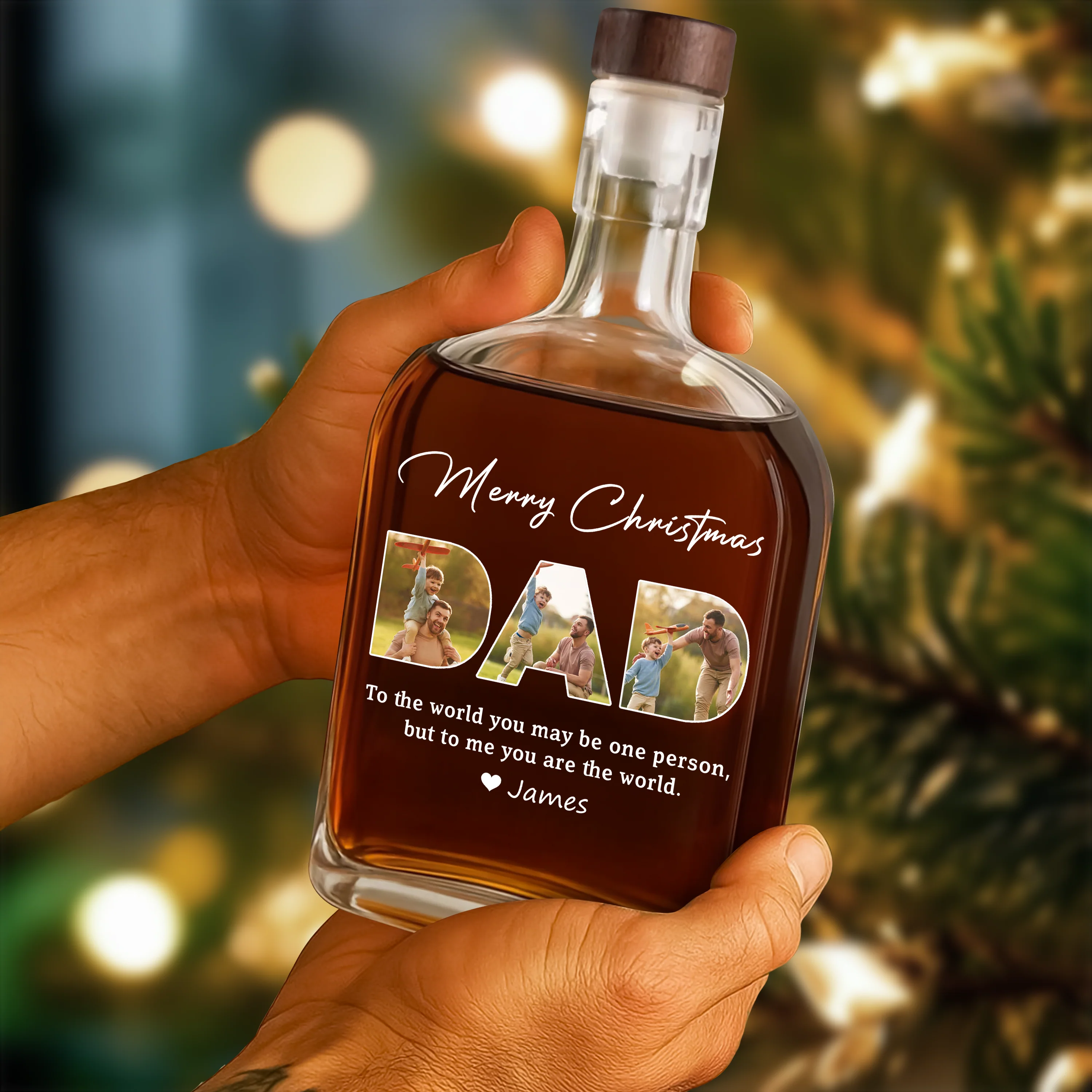 Custom Photo Merry Christmas Dad Family Whiskey Bottle LM32 893859 - Image 4