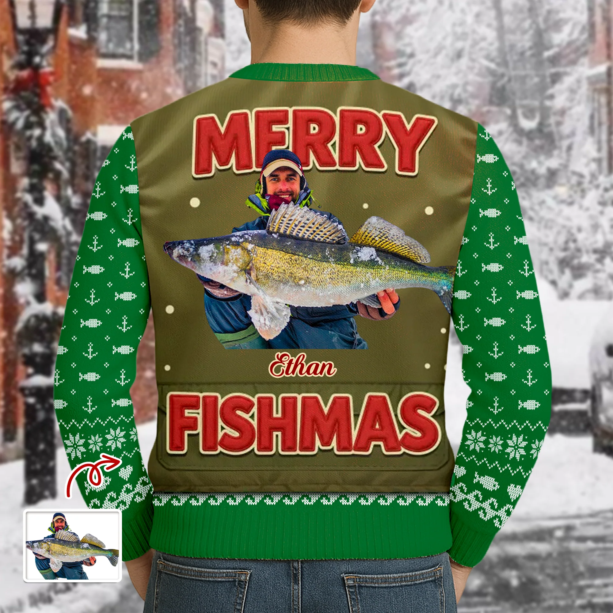 Custom Photo Merry Fishmas AOP Ugly Sweater For Fishing Lovers LM32 897175 - Image 3