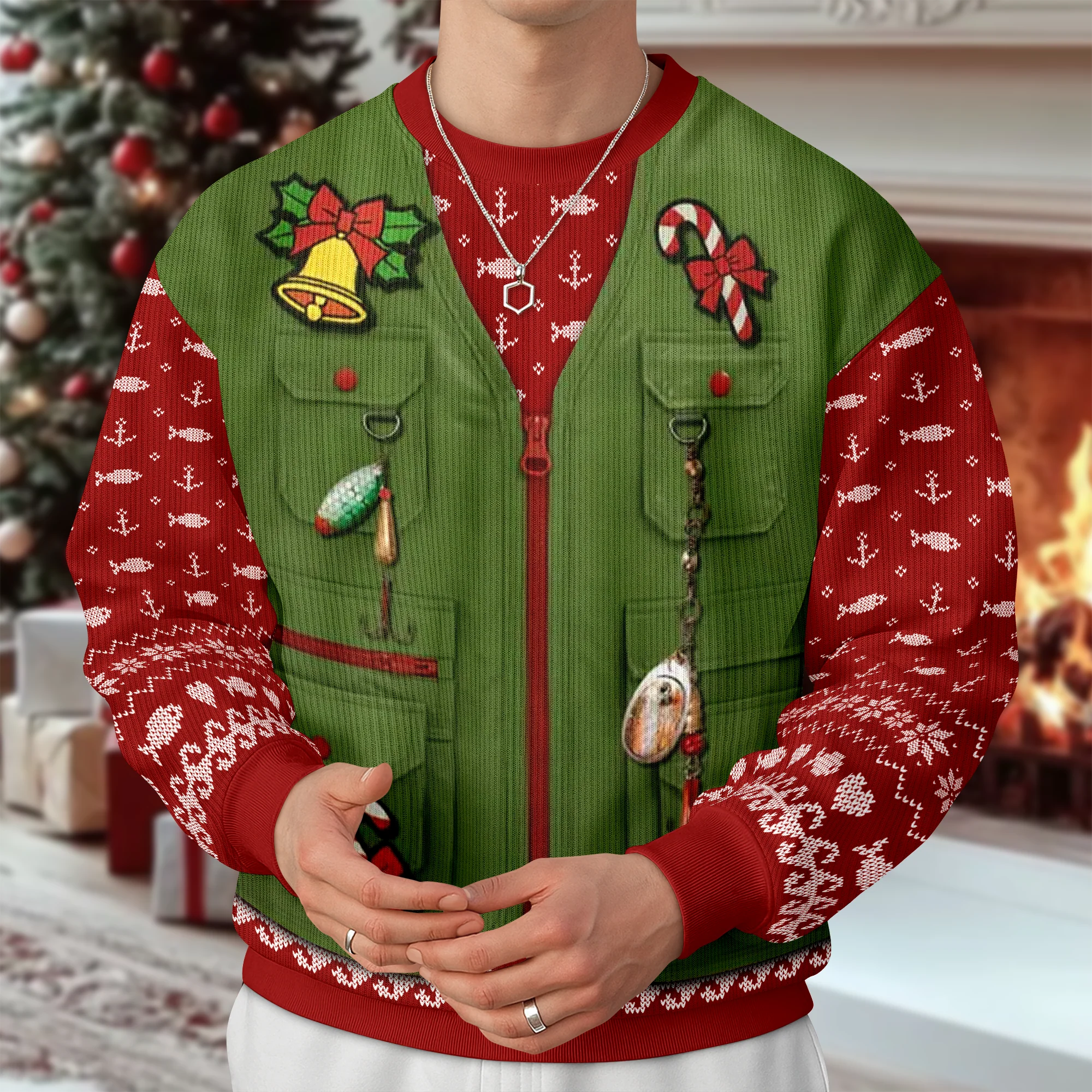 Custom Photo Merry Fishmas AOP Ugly Sweater For Fishing Lovers LM32 897175 - Image 4