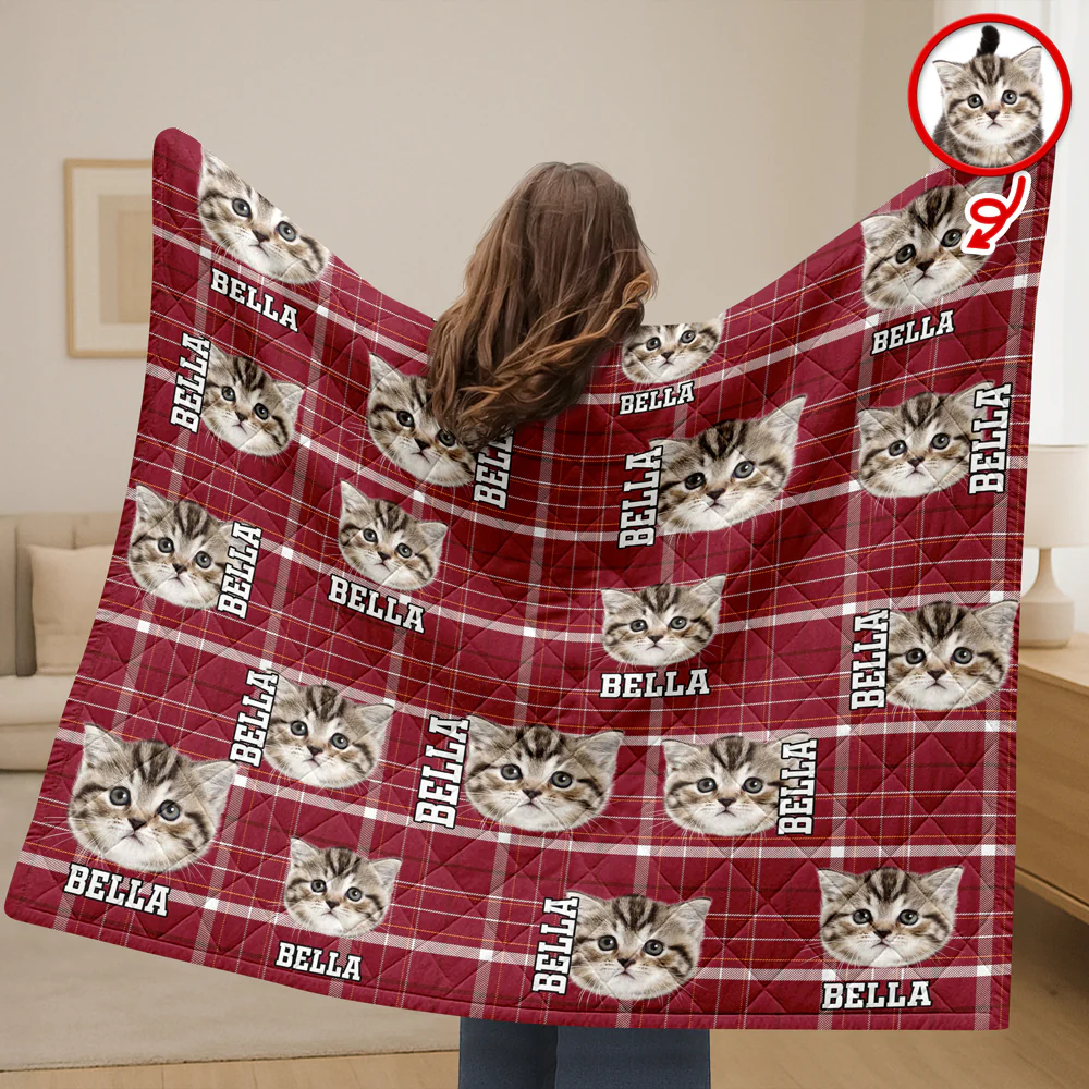 Custom Photo Name Dog Cat Christmas Pattern Quilt Blanket For Pet Lovers LM32 897151 - Image 5
