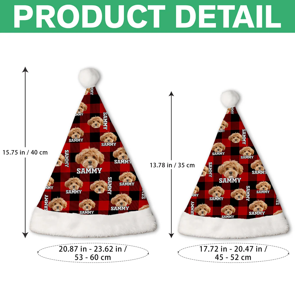 Custom Photo Name Dog Cat Flannel Christmas Santa Hat LM32 895345 - Image 6