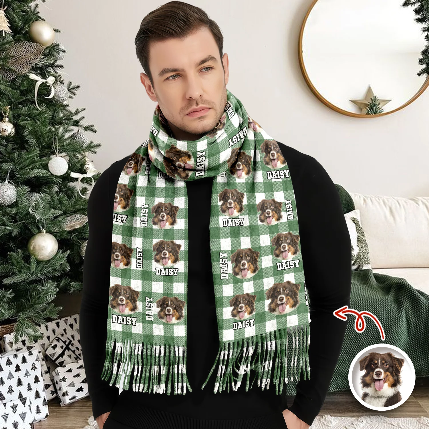 Custom Photo Name Dog Cat Men And Women's Wool Scarf Christmas Gift For Pet Lovers LM32 897477 - Image 5