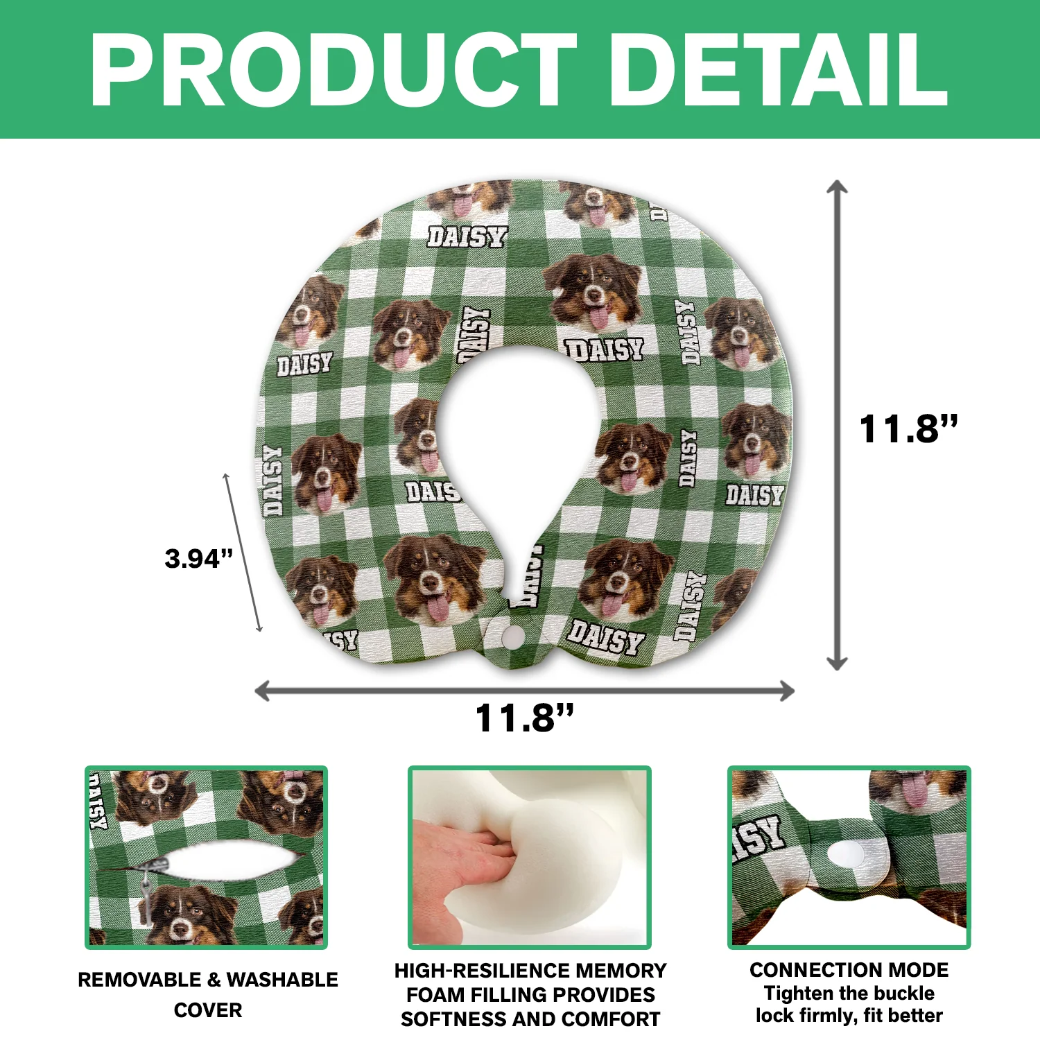 Custom Photo Name Dog Cat Travel Neck Pillow For Dog Cat Lovers LM32 897361 - Image 6
