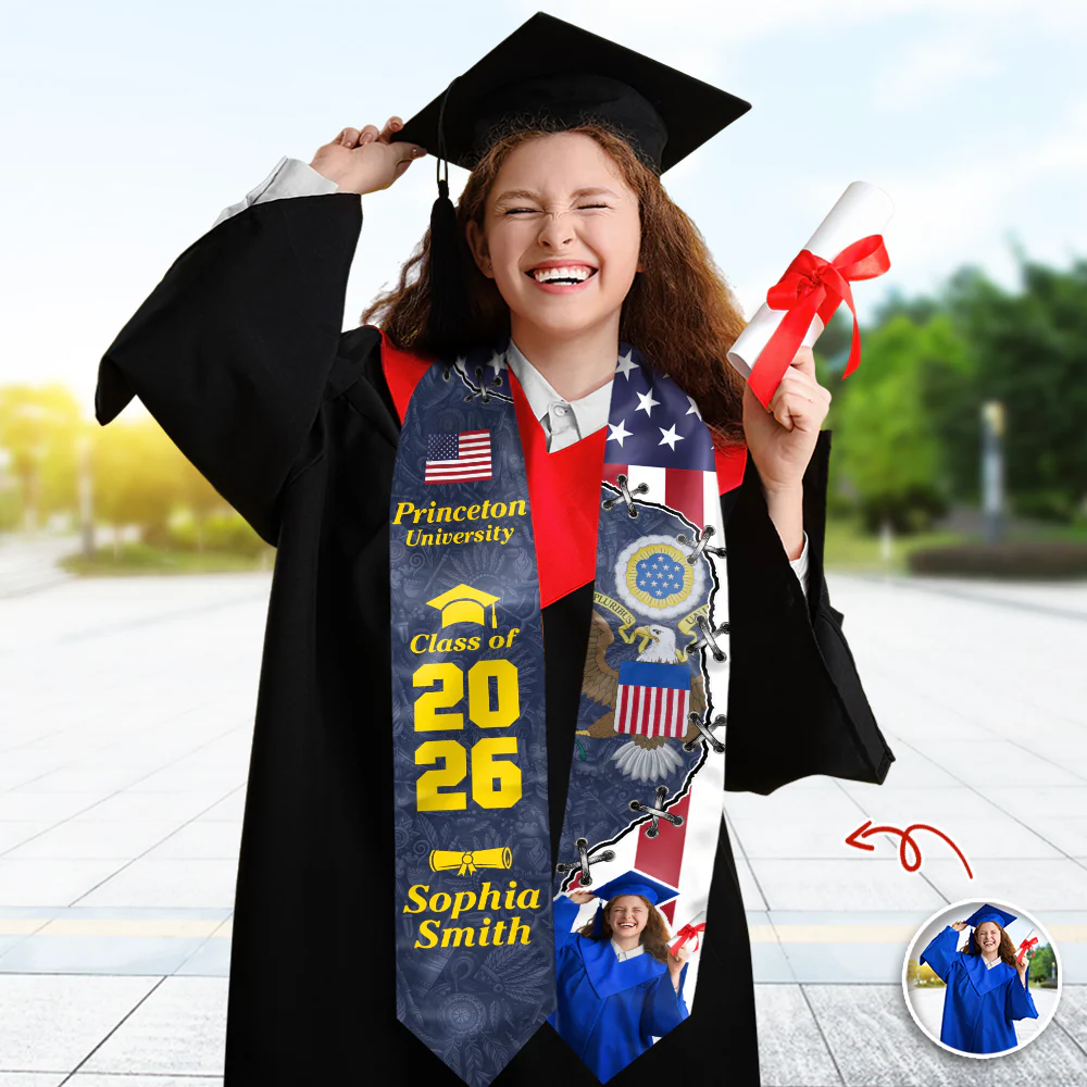 Custom Photo Nationality Republic - Class of 2026 Graduation Stole LM32 897973 - Image 3