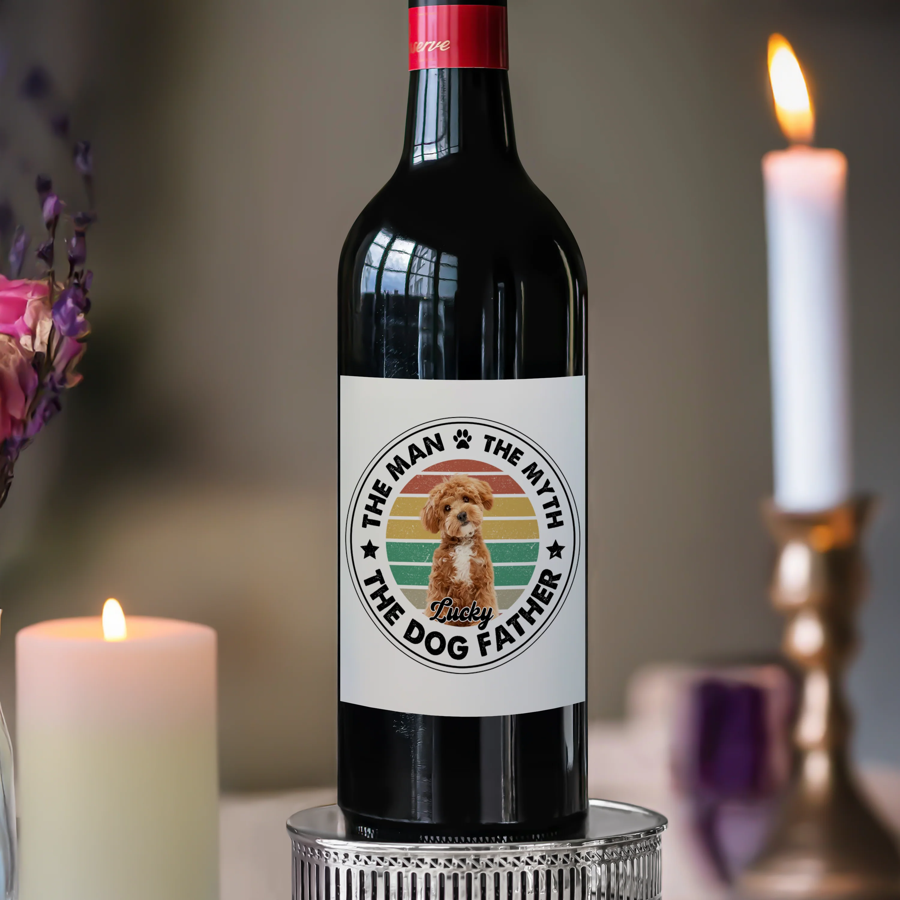 Custom Photo The Man The Myth The Dog Father Wine Label LM32 893893 - Image 3