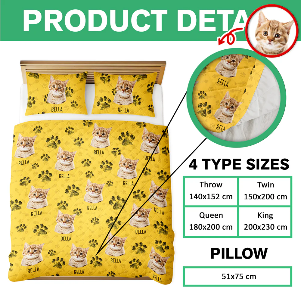 Custom Photo With Dog Cat Paw Quilt Bedding Set For Dog Cat Lovers LM32 897237 - Image 7
