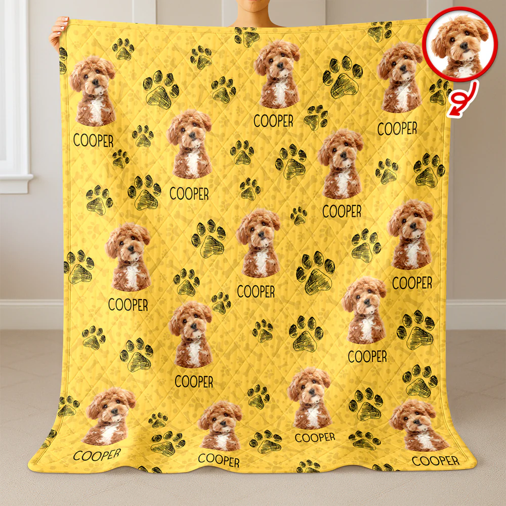 Custom Photo With Dog Cat Paw Quilt Blanket For Dog Cat Lovers LM32 897301 - Image 3