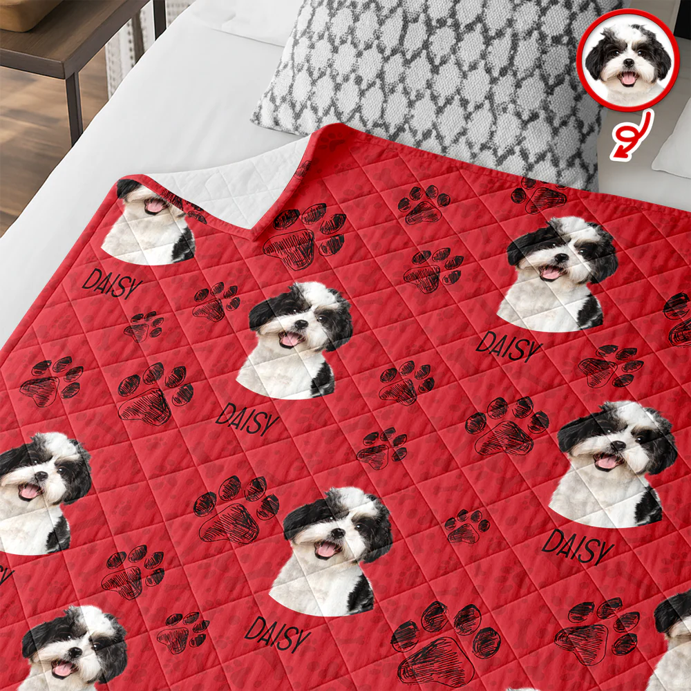 Custom Photo With Dog Cat Paw Quilt Blanket For Dog Cat Lovers LM32 897301 - Image 4
