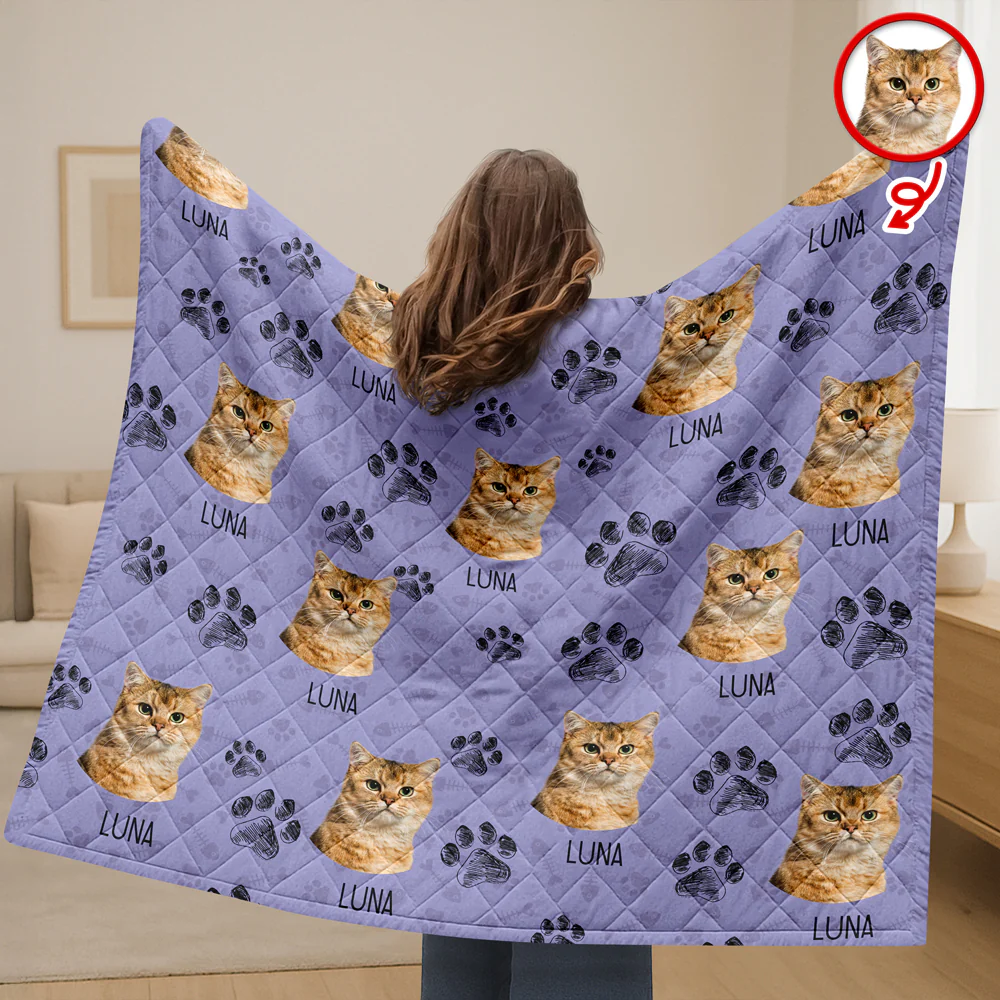 Custom Photo With Dog Cat Paw Quilt Blanket For Dog Cat Lovers LM32 897301 - Image 5