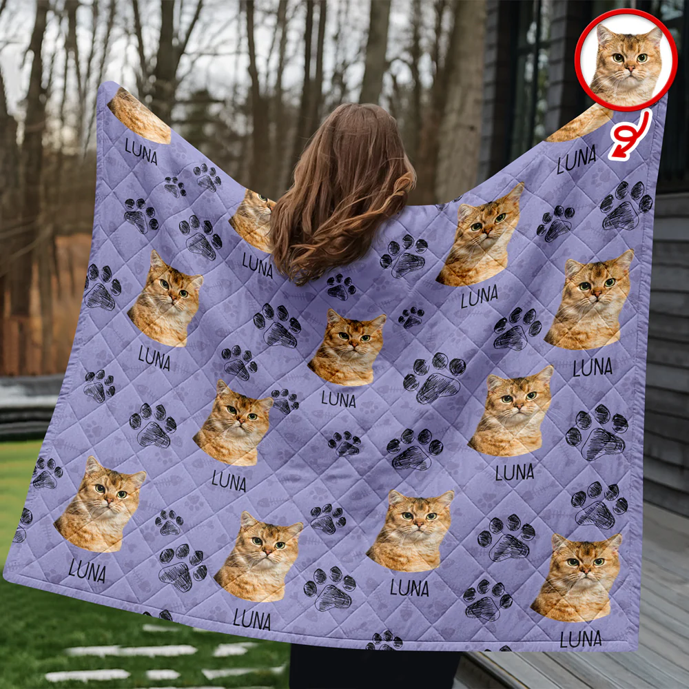 Custom Photo With Dog Cat Paw Quilt Blanket For Dog Cat Lovers LM32 897301 - Image 6