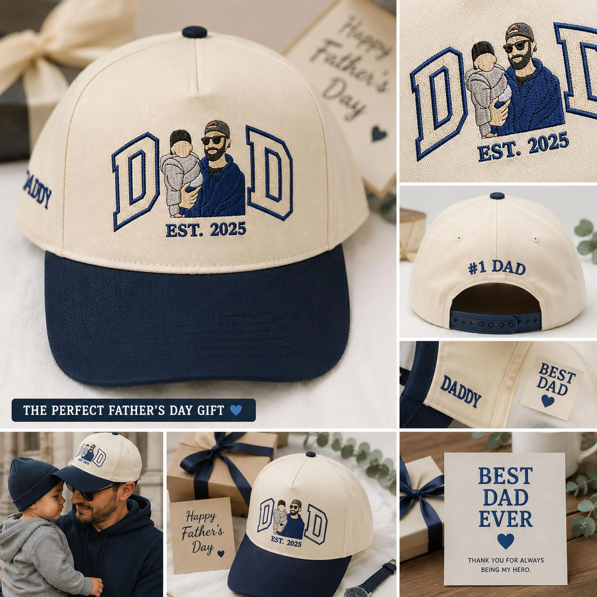 Custom Portrait Embroidered Dad Trucker Hat, Father's Day Gift For Dad LM32 669249 - Image 4