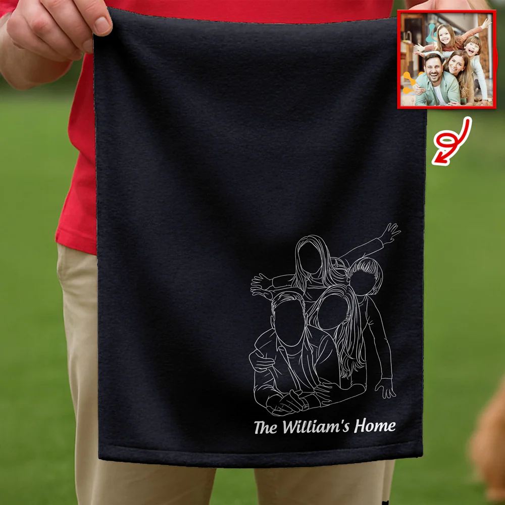 Custom Portrait Family Photo Line, Personalized Golf Towel, Custom Cotton Golf Towel LM32 897551 - Image 3