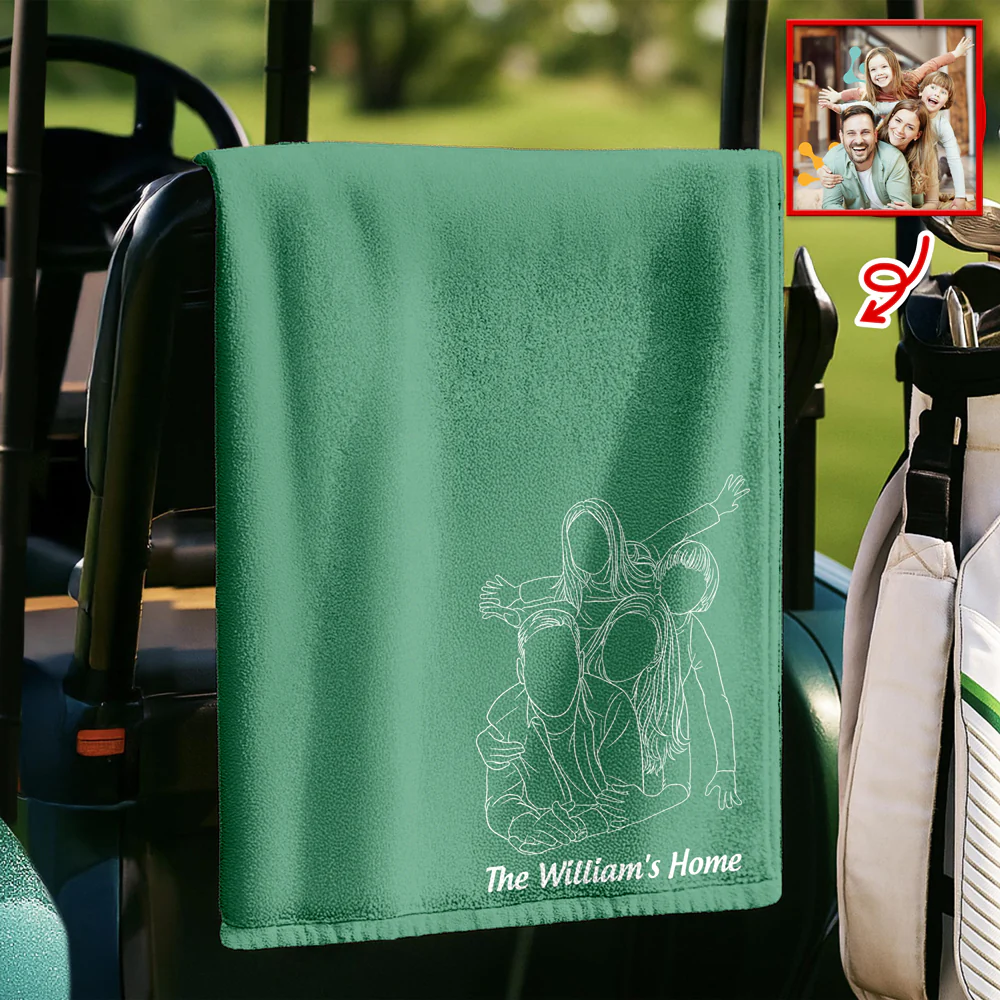 Custom Portrait Family Photo Line, Personalized Golf Towel, Custom Cotton Golf Towel LM32 897551 - Image 4