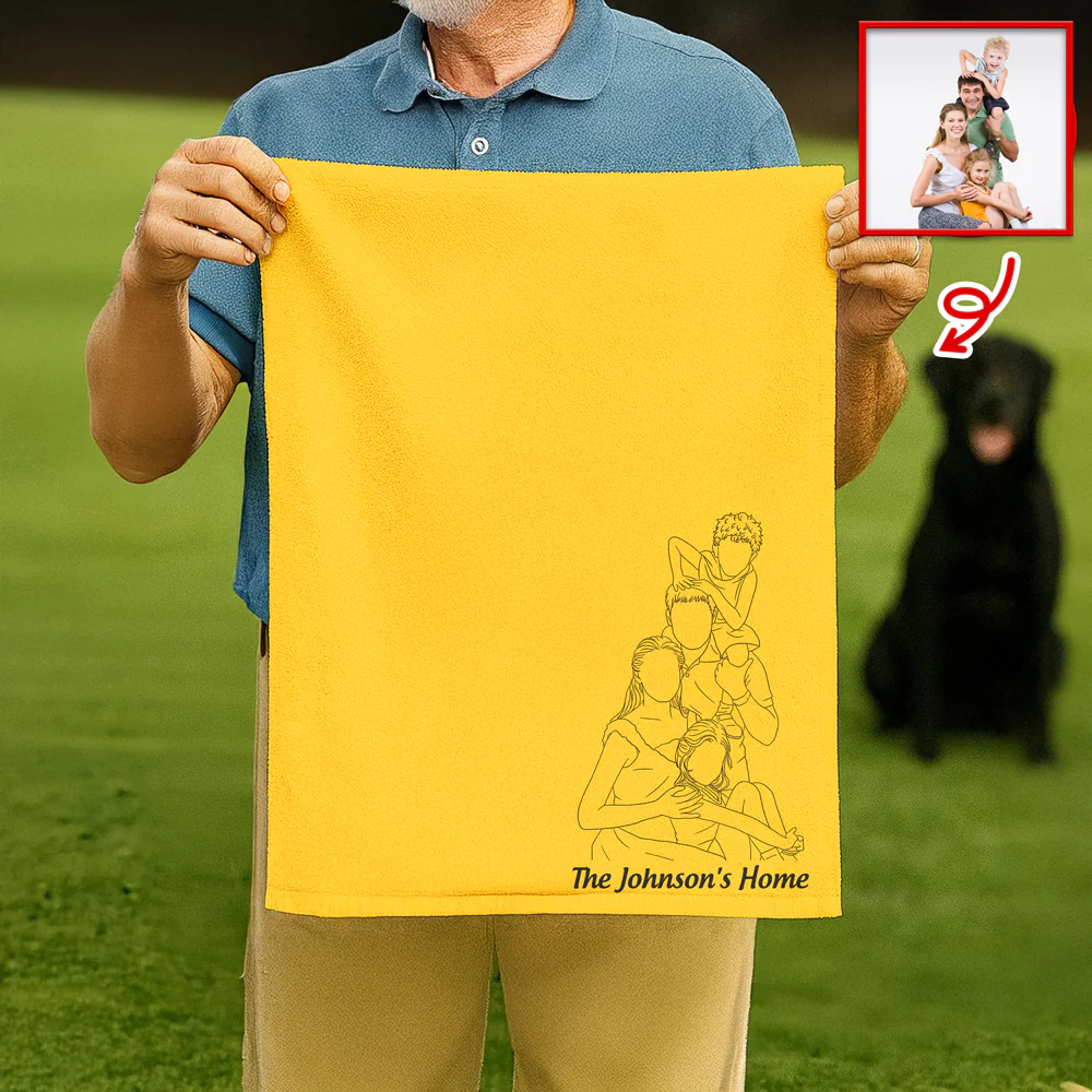 Custom Portrait Family Photo Line, Personalized Golf Towel, Custom Cotton Golf Towel LM32 897551 - Image 5