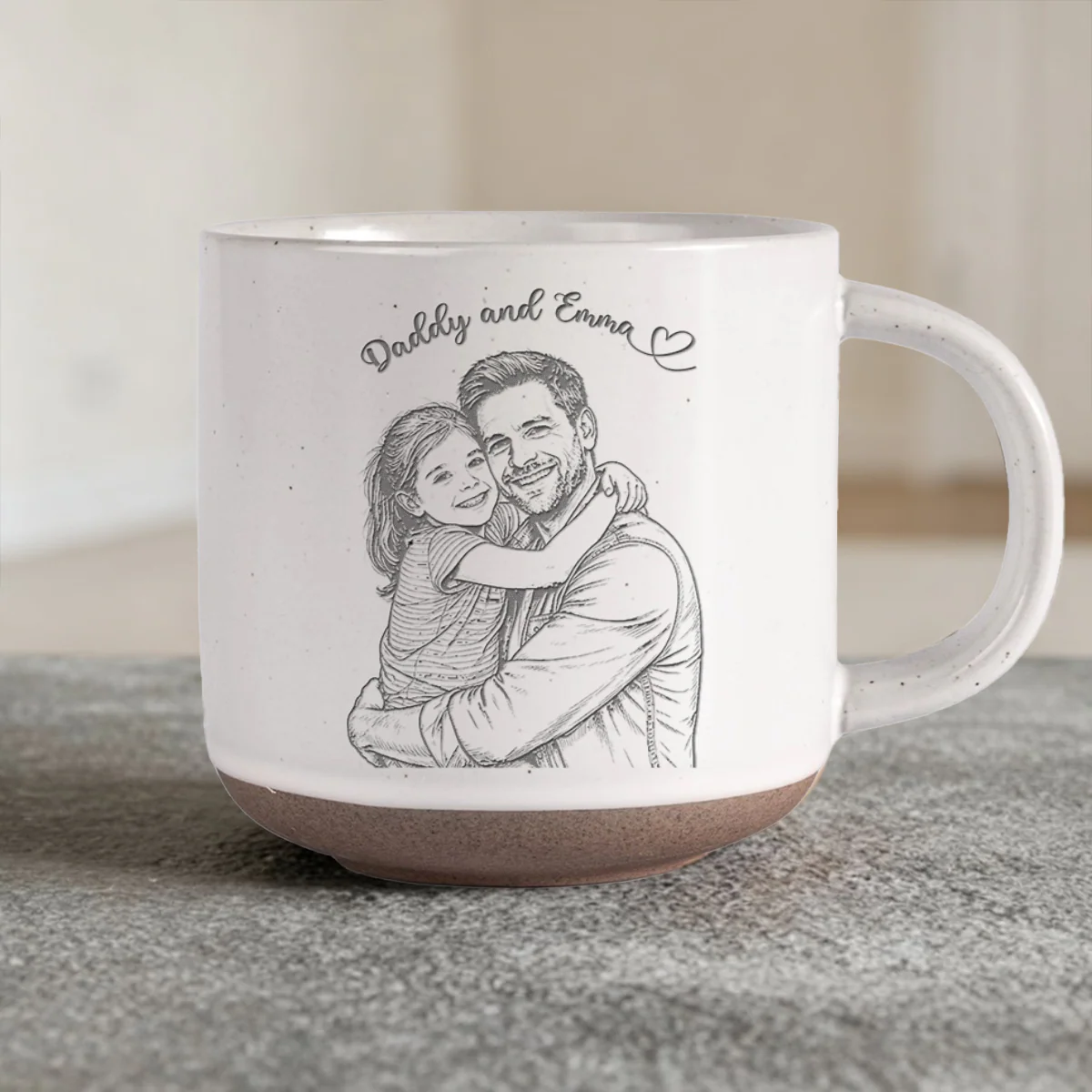 Custom Portrait Photo Love Dad Keepsake Engraved Pottery Mug LM32 669147 - Image 2