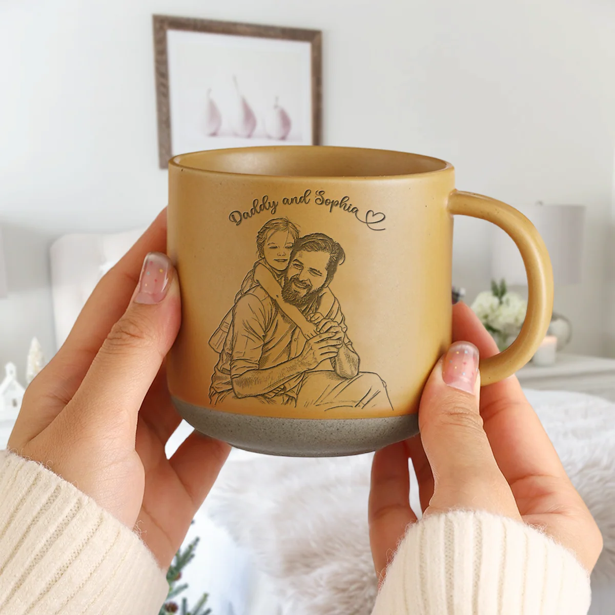 Custom Portrait Photo Love Dad Keepsake Engraved Pottery Mug LM32 669147 - Image 3
