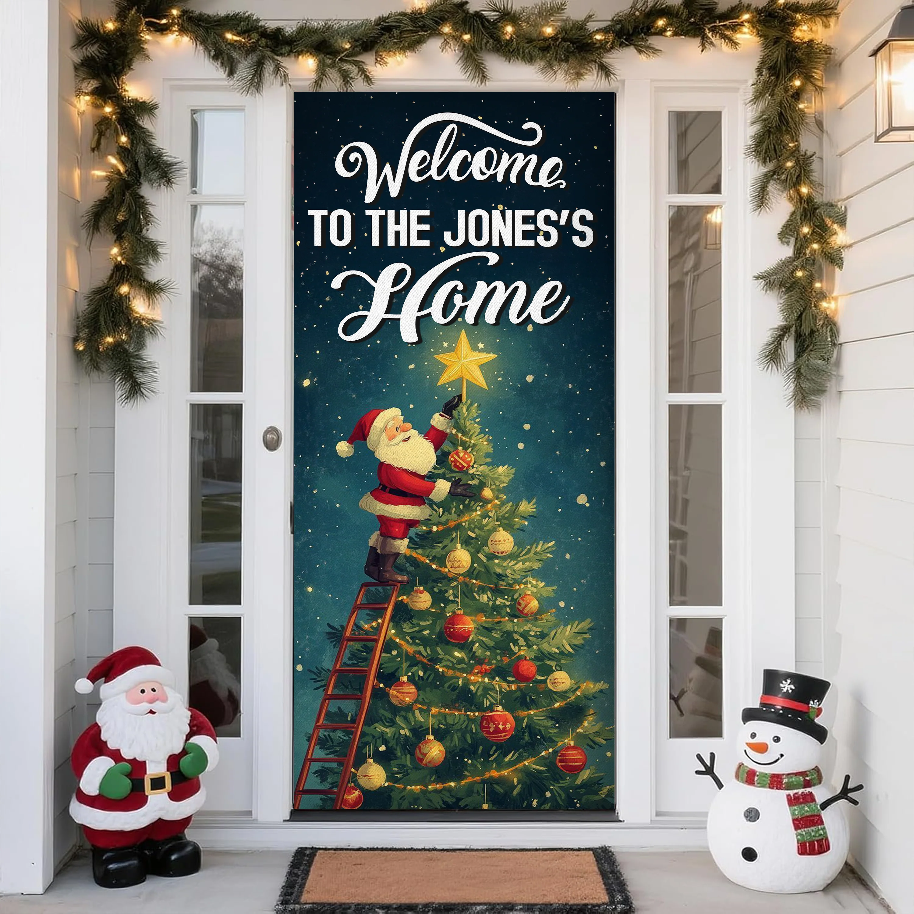 Custom Santa Background Welcome To My Home Decoration Door Cover LM32 895655 - Image 2