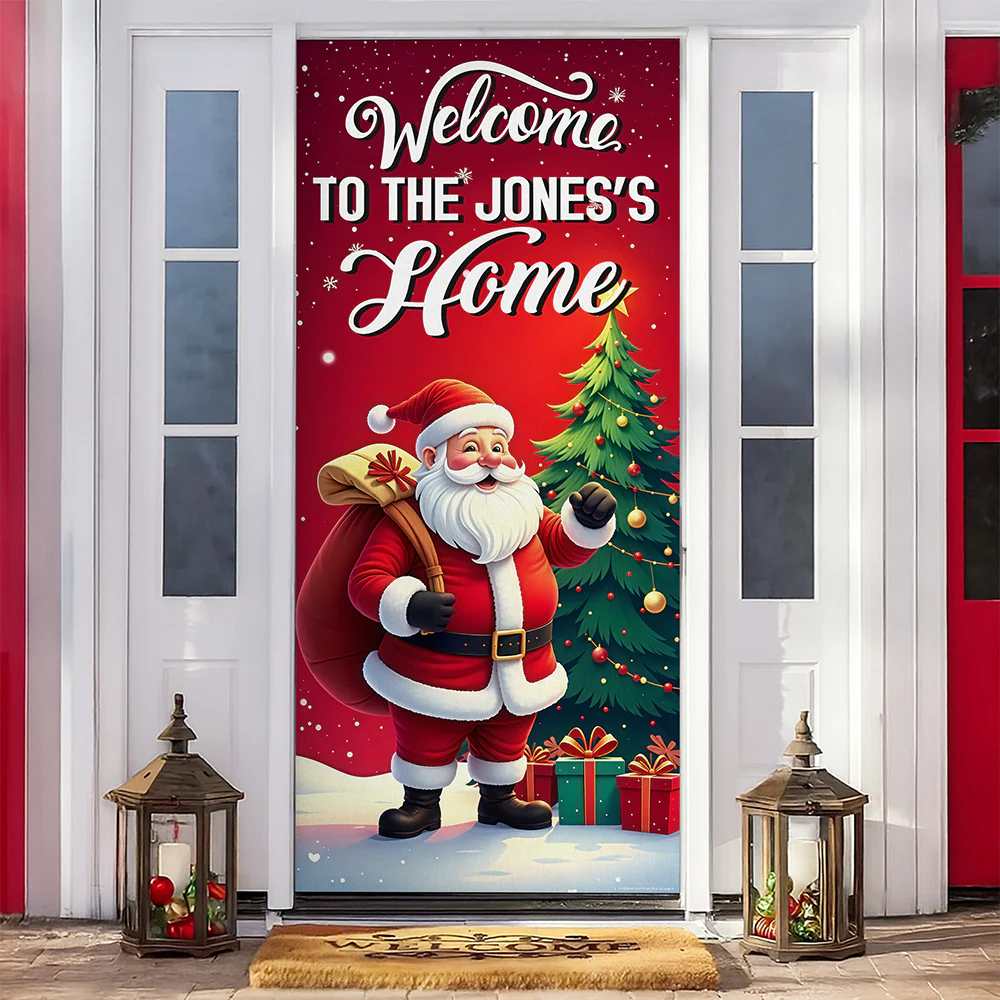 Custom Santa Background Welcome To My Home Decoration Door Cover LM32 895655 - Image 3