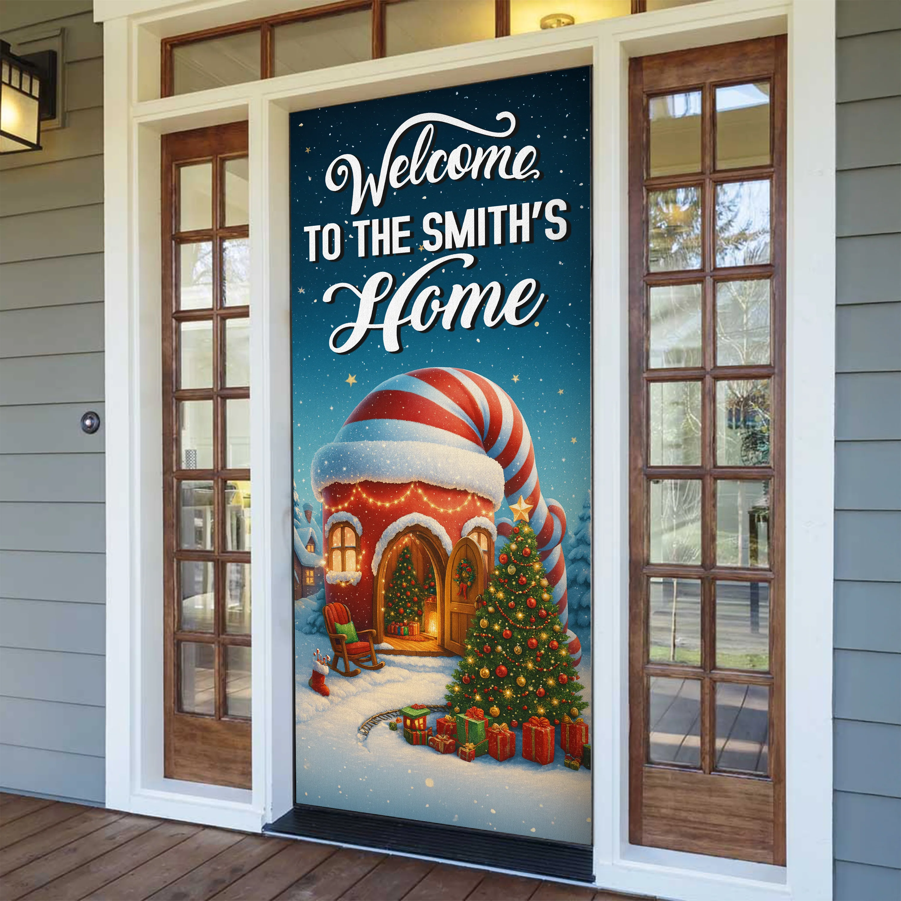 Custom Santa Background Welcome To My Home Decoration Door Cover LM32 895655 - Image 4