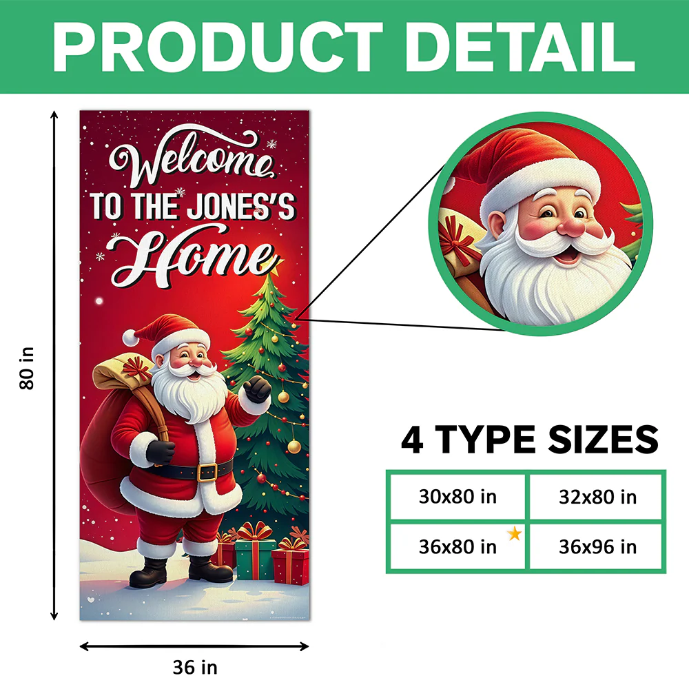 Custom Santa Background Welcome To My Home Decoration Door Cover LM32 895655 - Image 7