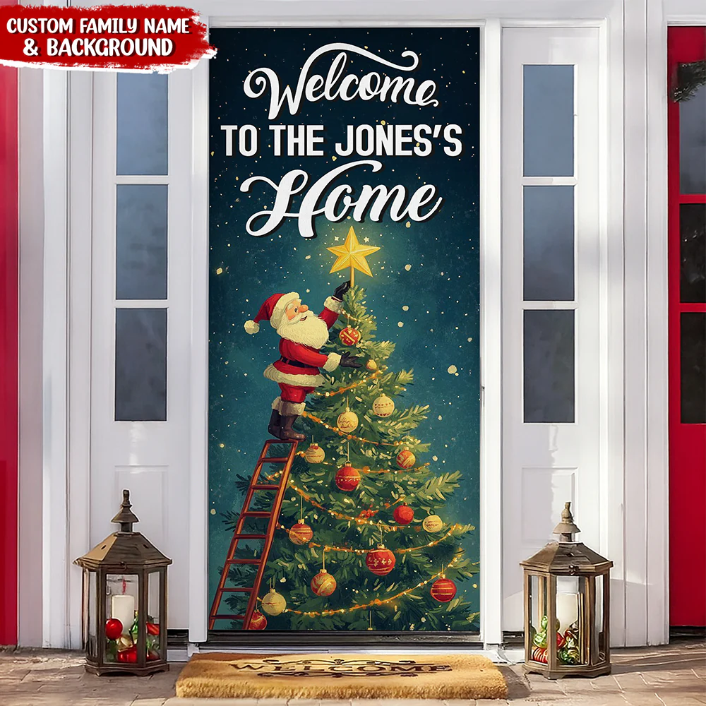 Custom Santa Background Welcome To My Home Decoration Door Cover LM32 895655 - Image 9