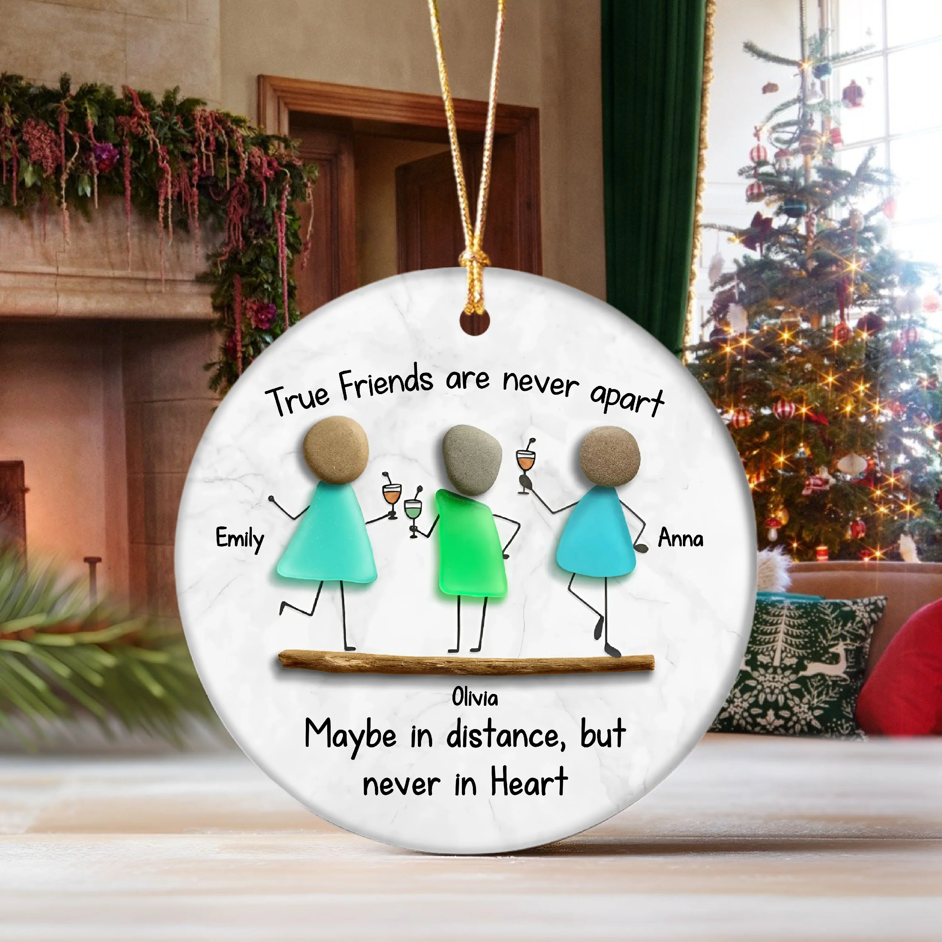Custom Sea Glass True Friends Are Never In Apart 3D Effect Ceramic Ornament LM32 897107 - Image 11