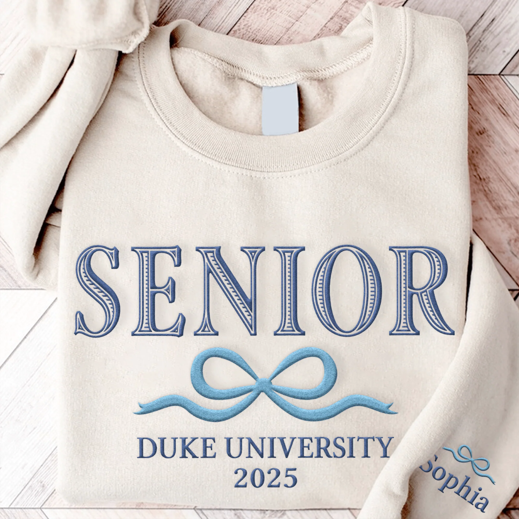 Custom Senior With Coquette Bow Sleeve Embroidered Sweatshirt LM32 893099 - Image 4