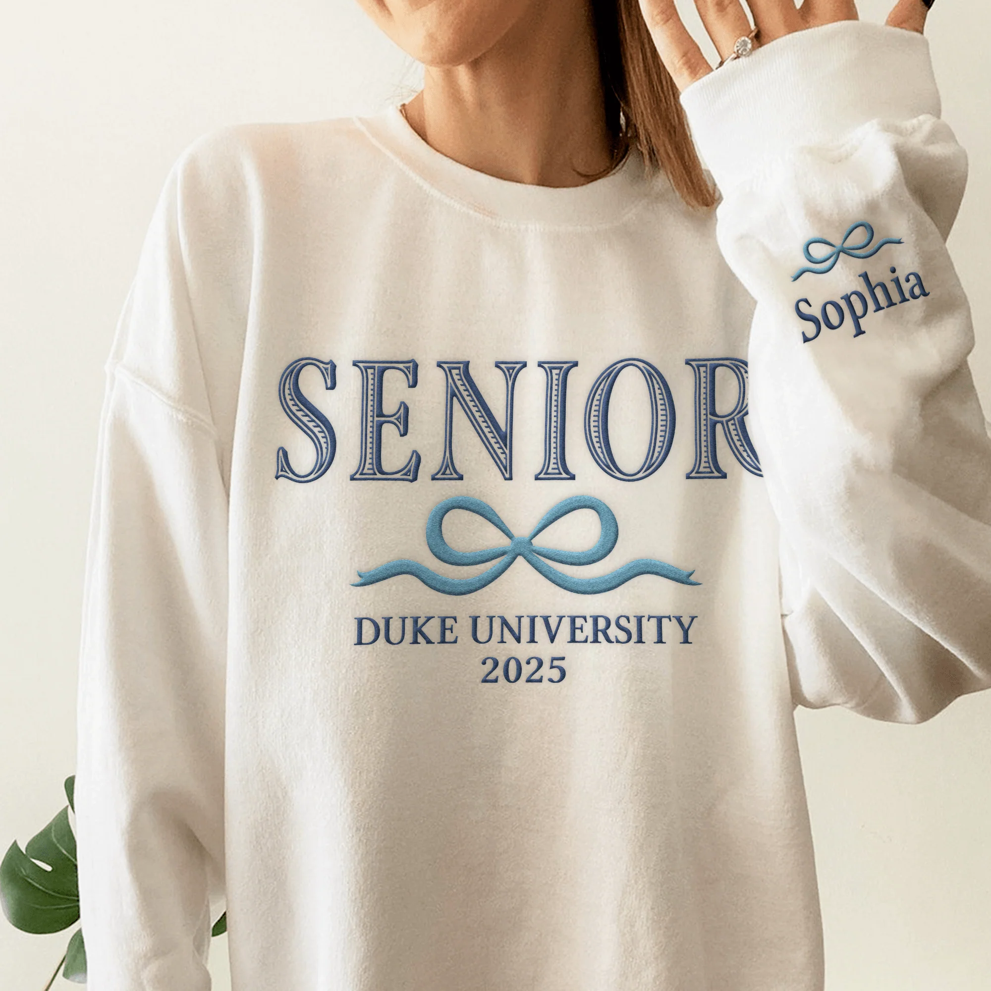 Custom Senior With Coquette Bow Sleeve Embroidered Sweatshirt LM32 893099 - Image 5