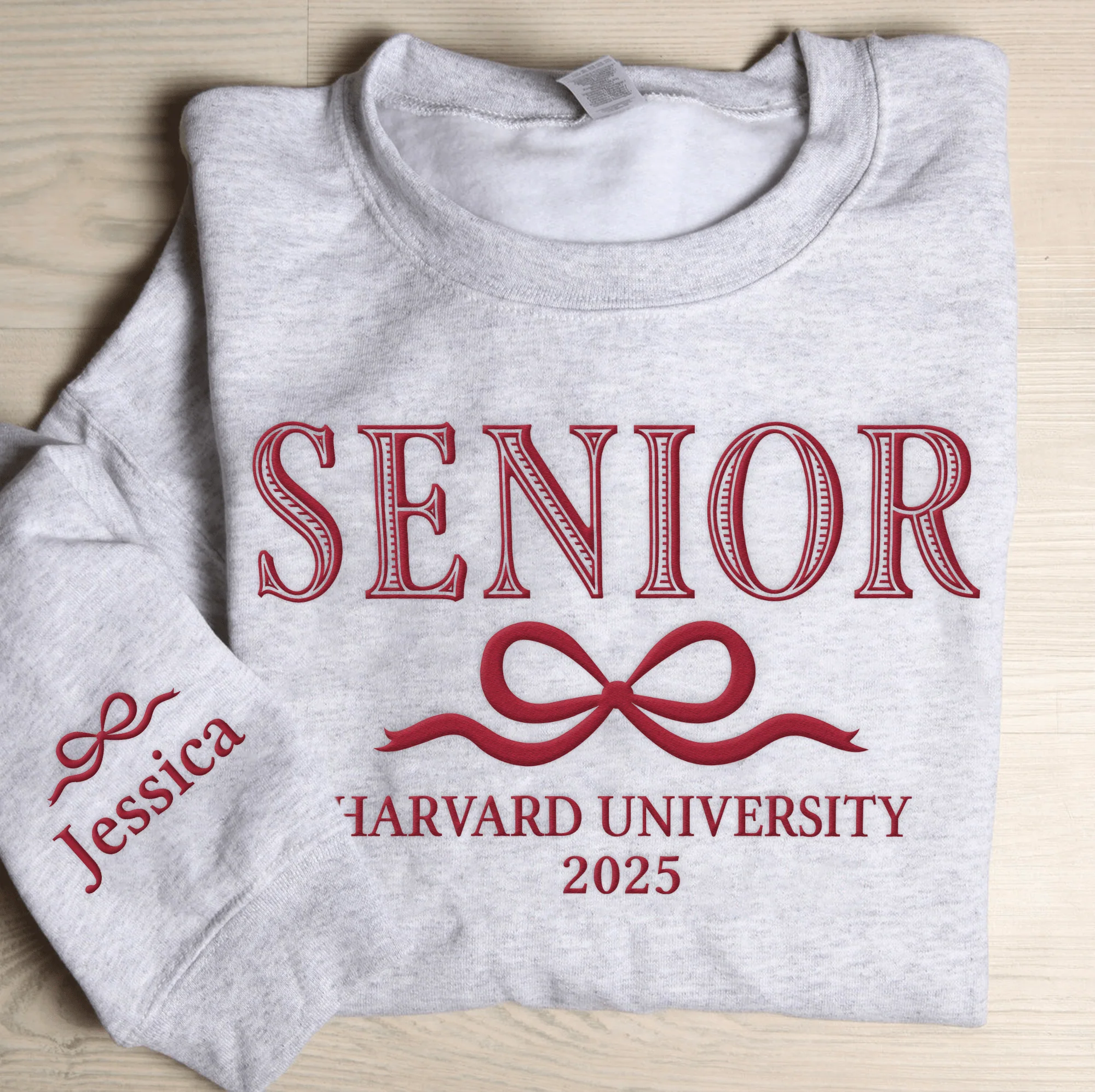 Custom Senior With Coquette Bow Sleeve Embroidered Sweatshirt LM32 893099 - Image 6